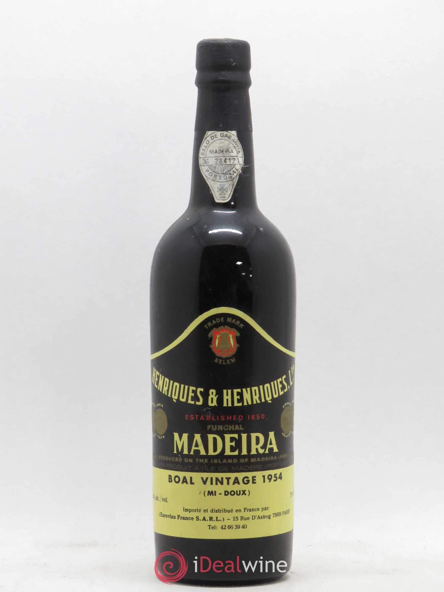Madère Mi-Doux Boal Henriquès & Henriquès 1954 - Posten von 1 Flasche - 0