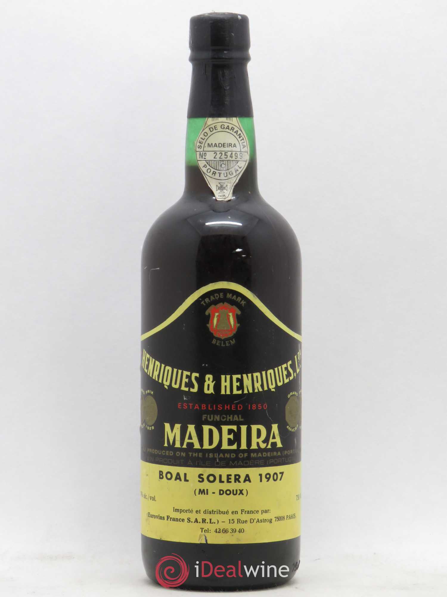 Madère Boal Solera 1907 Henriquès & Henriquès - Posten von 1 Flasche - 0