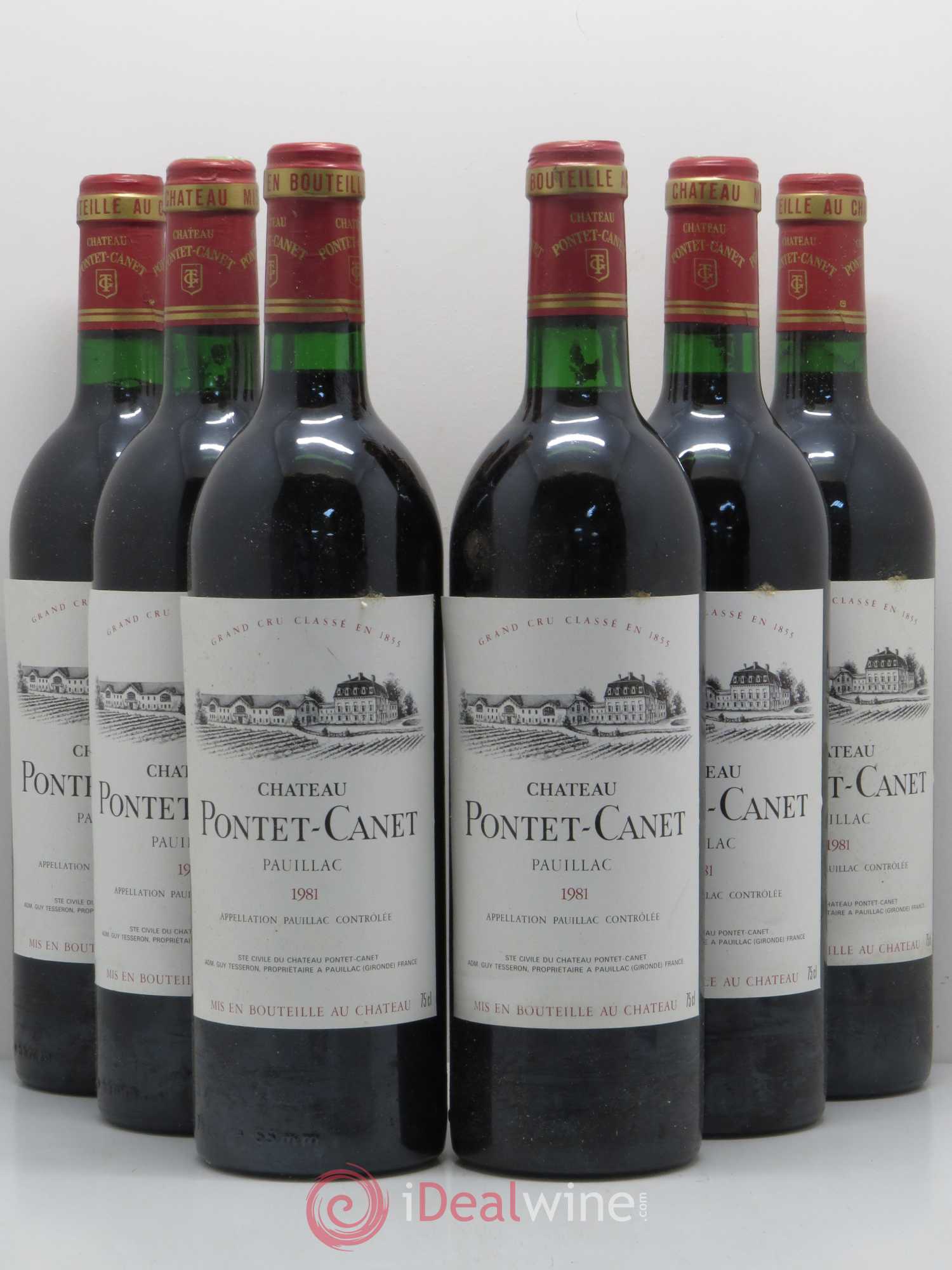 Château Pontet Canet 5ème Grand Cru Classé 1981 - Lot de 6 bouteilles - 0