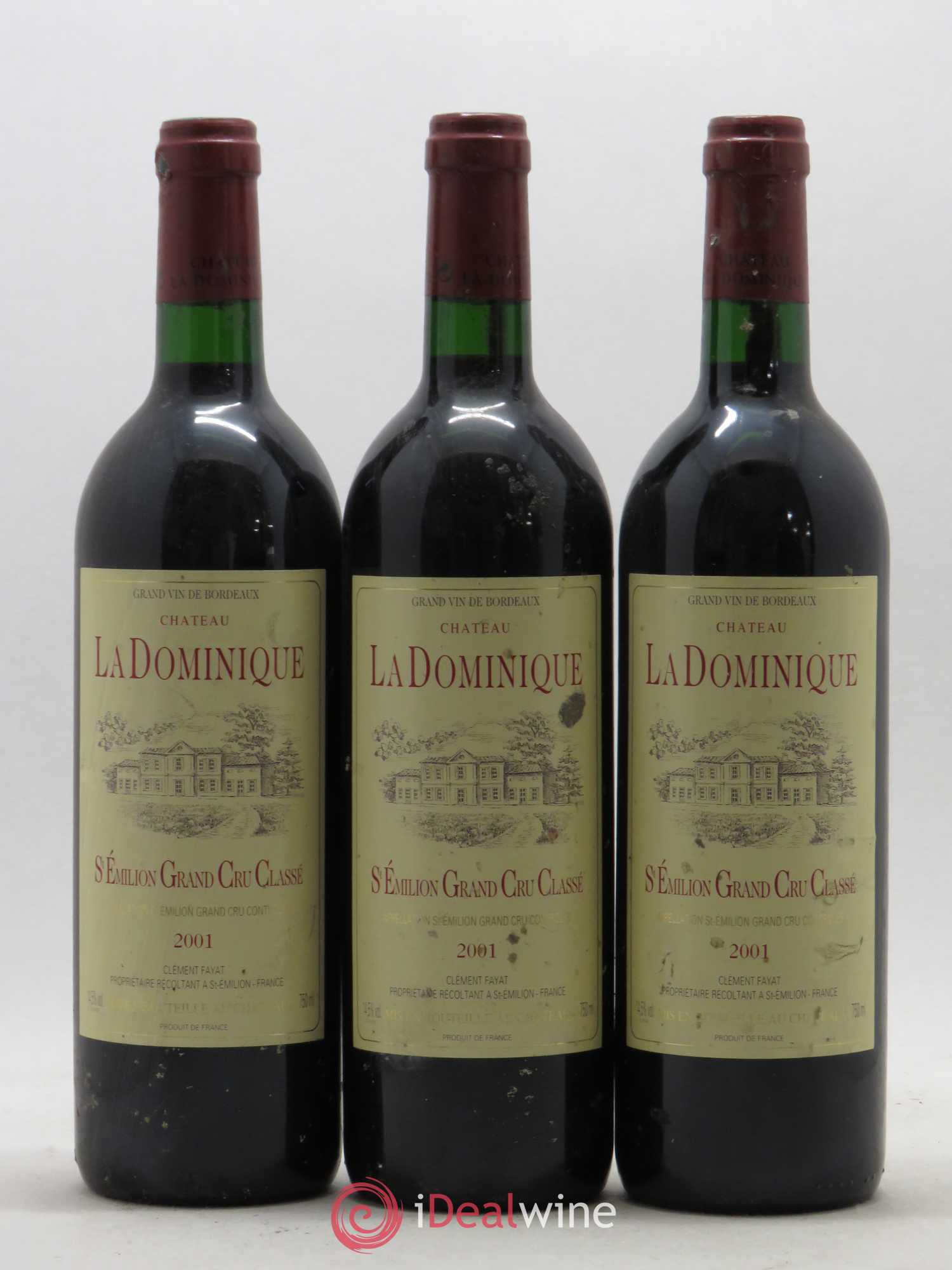 Château la Dominique Grand Cru Classé 2001 - Lot de 3 bouteilles - 0