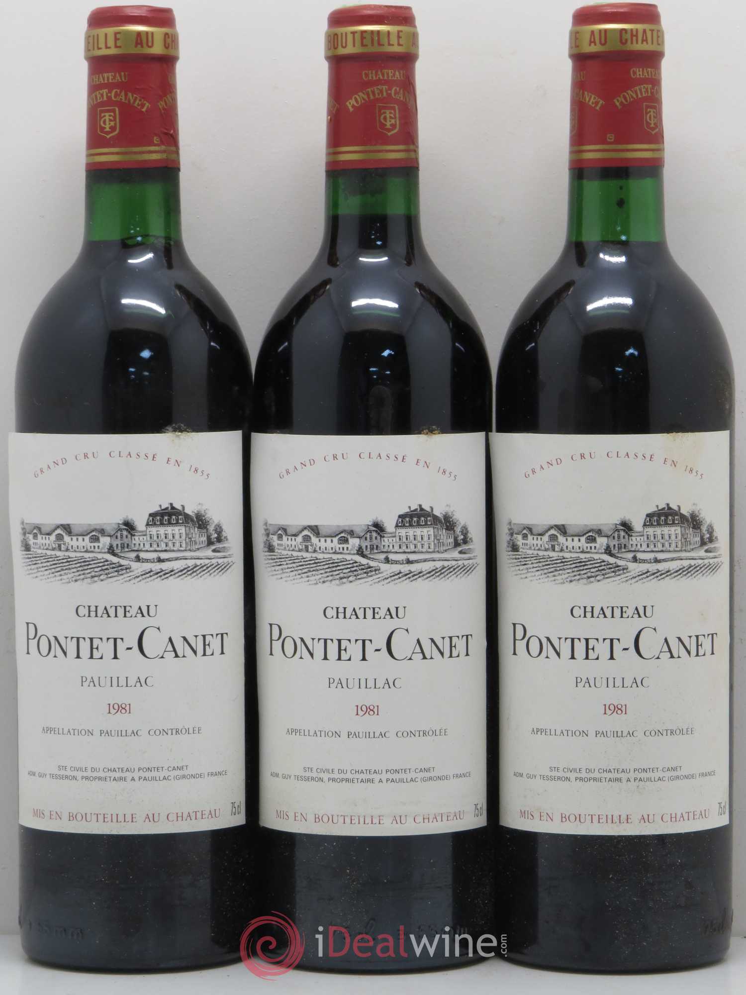 Château Pontet Canet 5ème Grand Cru Classé 1981 - Lot de 3 bouteilles - 0