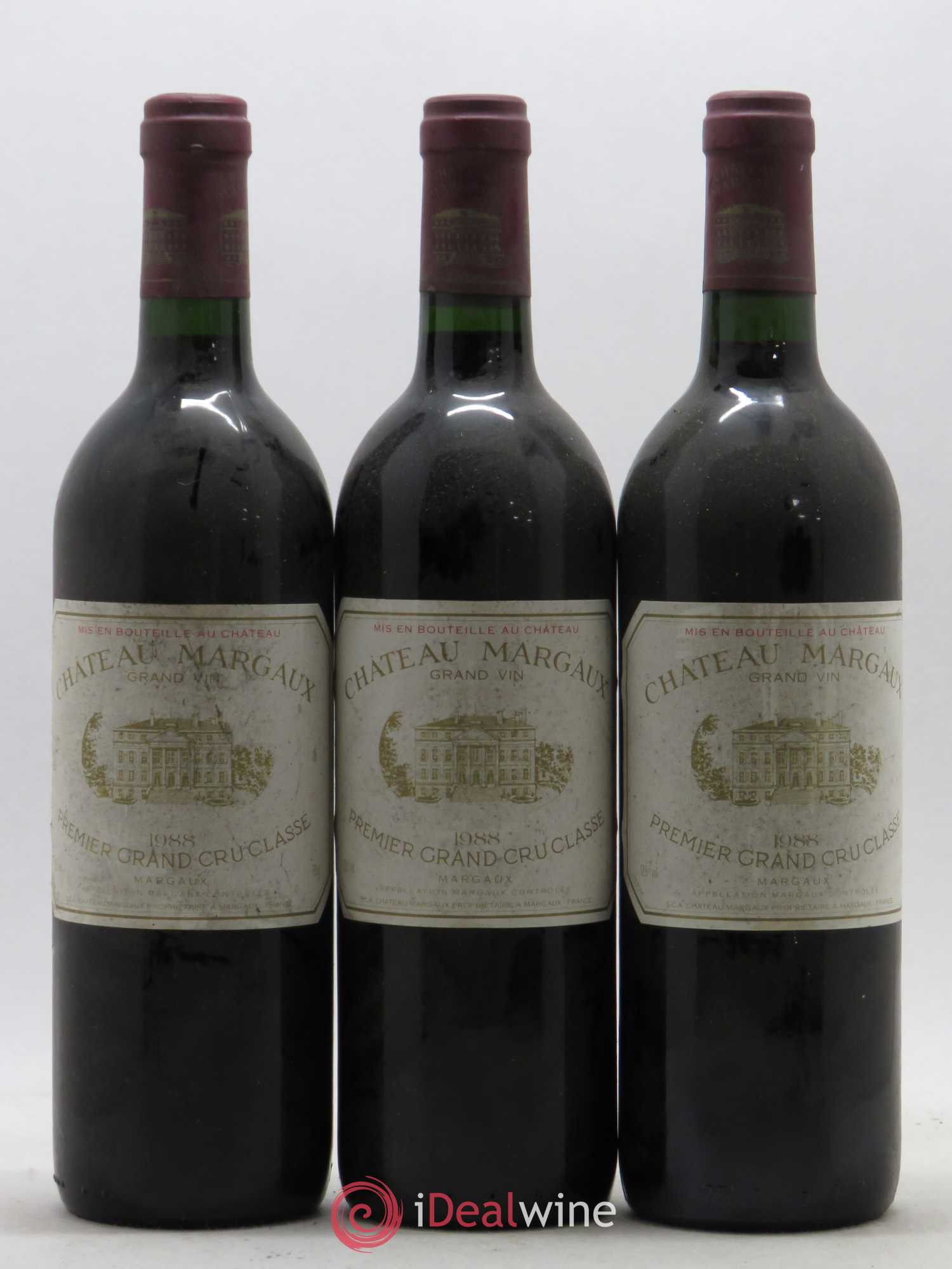 Château Margaux 1er Grand Cru Classé 1988 - Lot de 3 bouteilles - 0