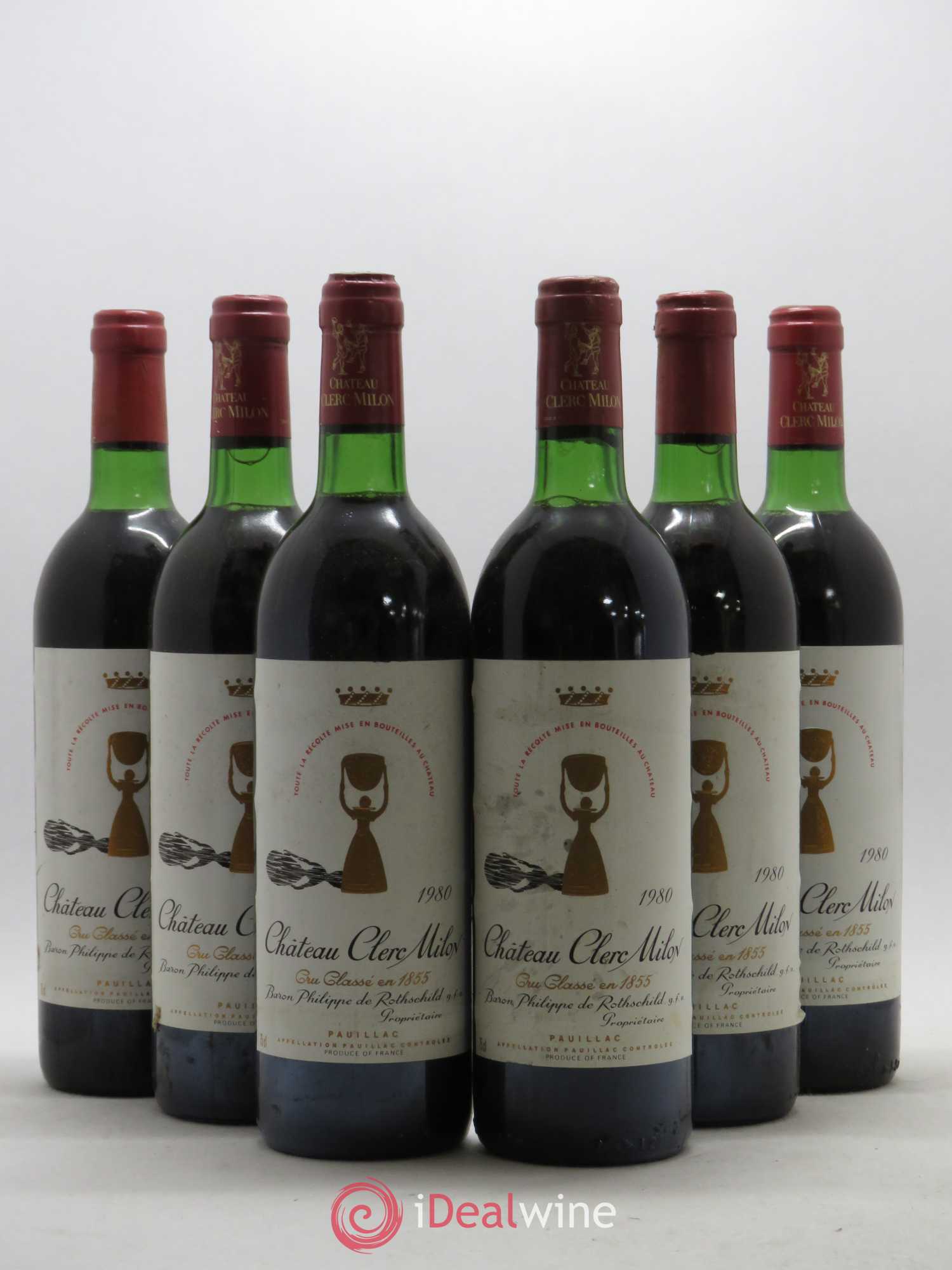 Château Clerc Milon 5ème Grand Cru Classé 1980 - Lot de 6 bouteilles - 0
