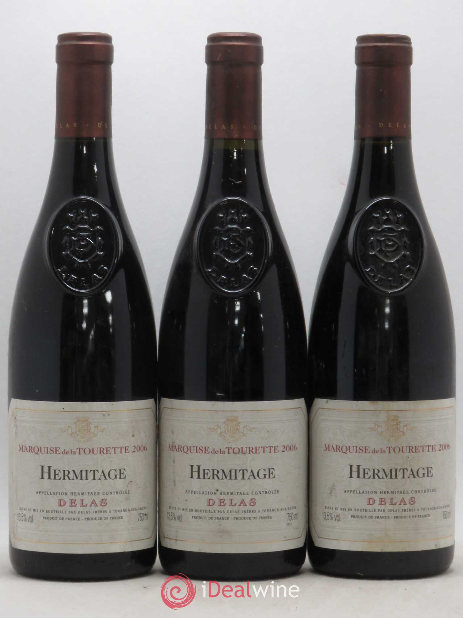 Hermitage Marquise de la Tourette Delas Frères 2006 - Lot de 3 bouteilles - 0