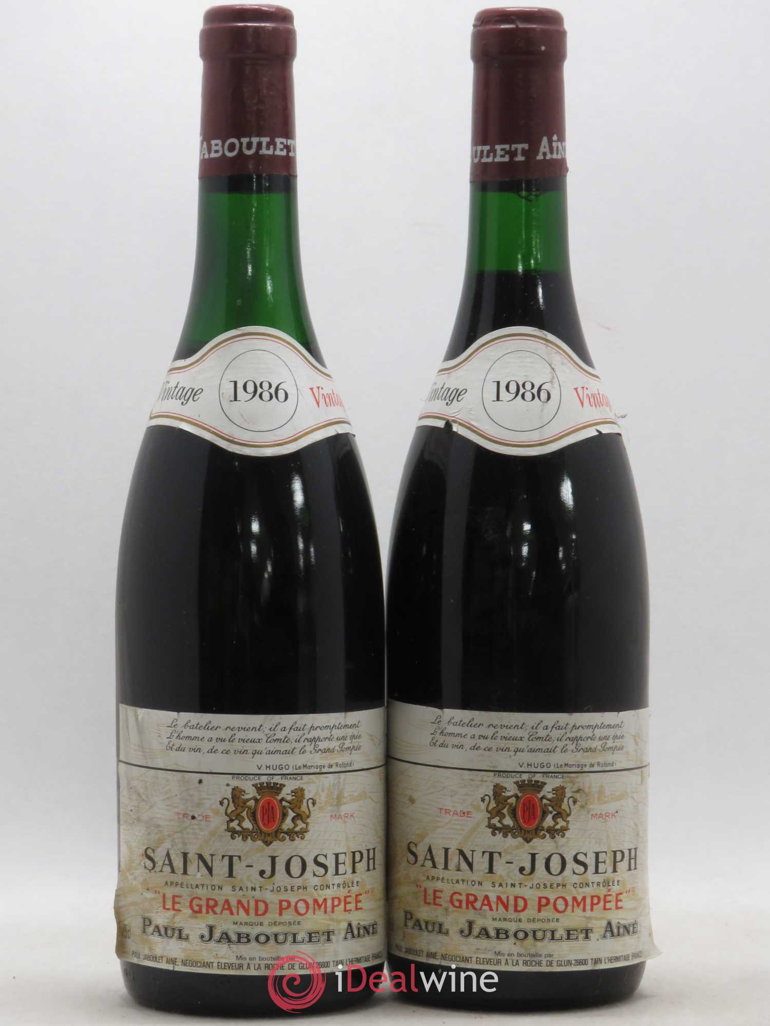 Saint-Joseph Le Grand Pompee Paul Jaboulet Aîné (sans prix de réserve) 1986 - Posten von 2 Flaschen - 0
