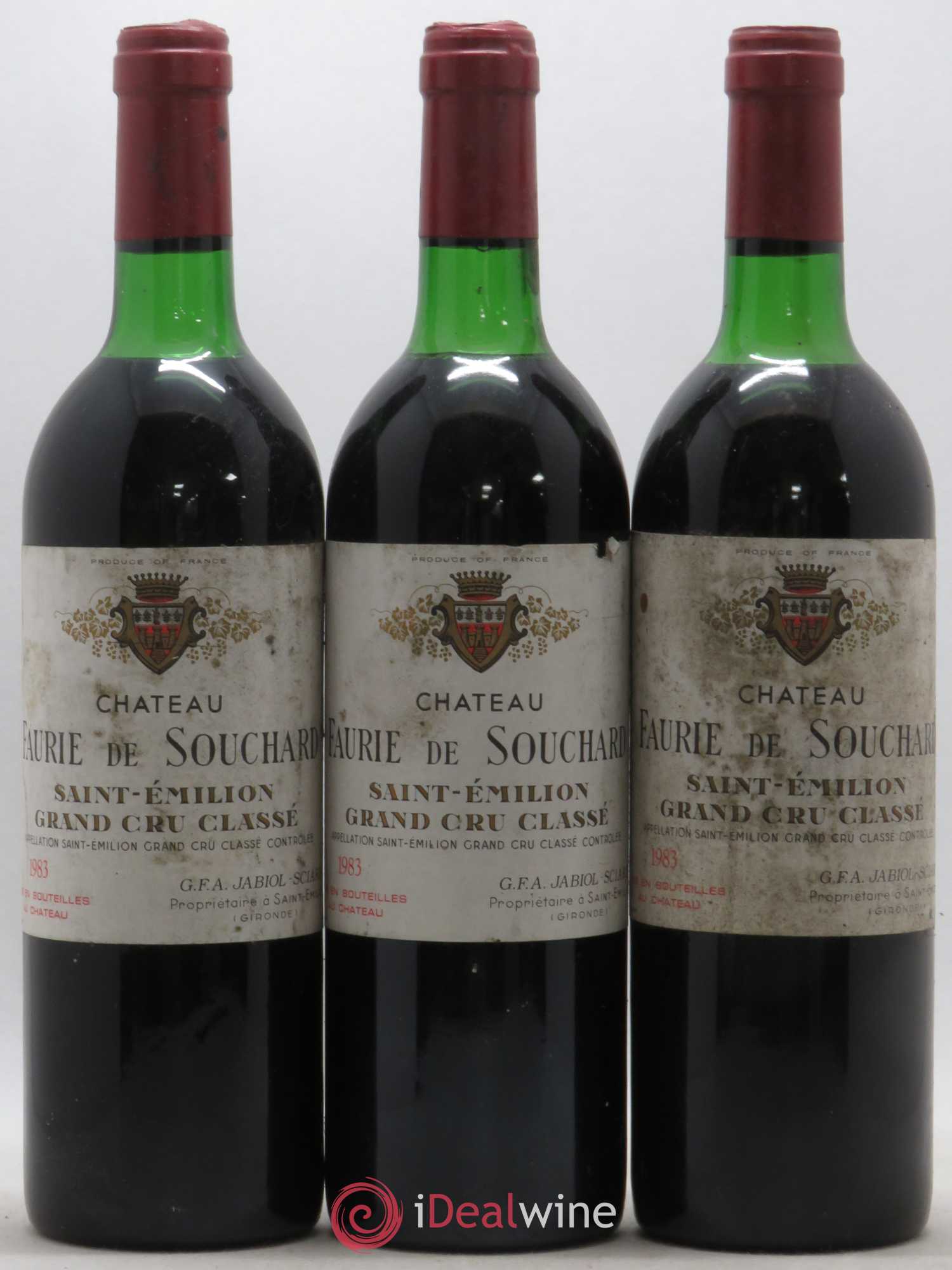 Château Faurie de Souchard Grand Cru Classé 1983 - Lot de 3 bouteilles - 0
