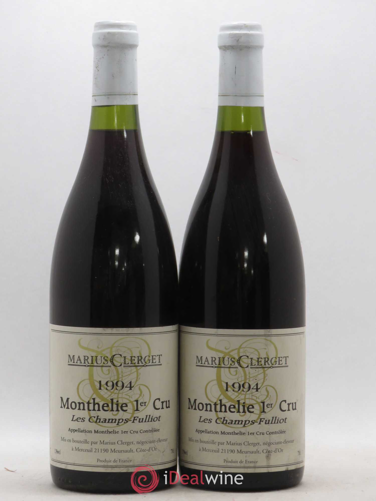 Monthélie 1er Cru Champs Fulliot Marius Clerget 1994 - Lotto di 2 bottiglie - 0