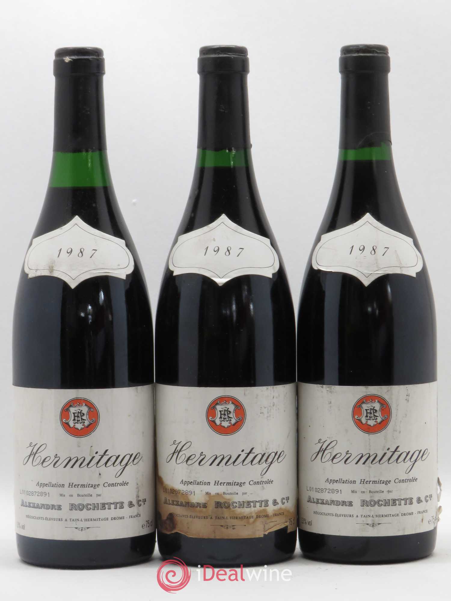 Hermitage A. Rochette & Cie 1987 - Lot de 3 bouteilles - 0