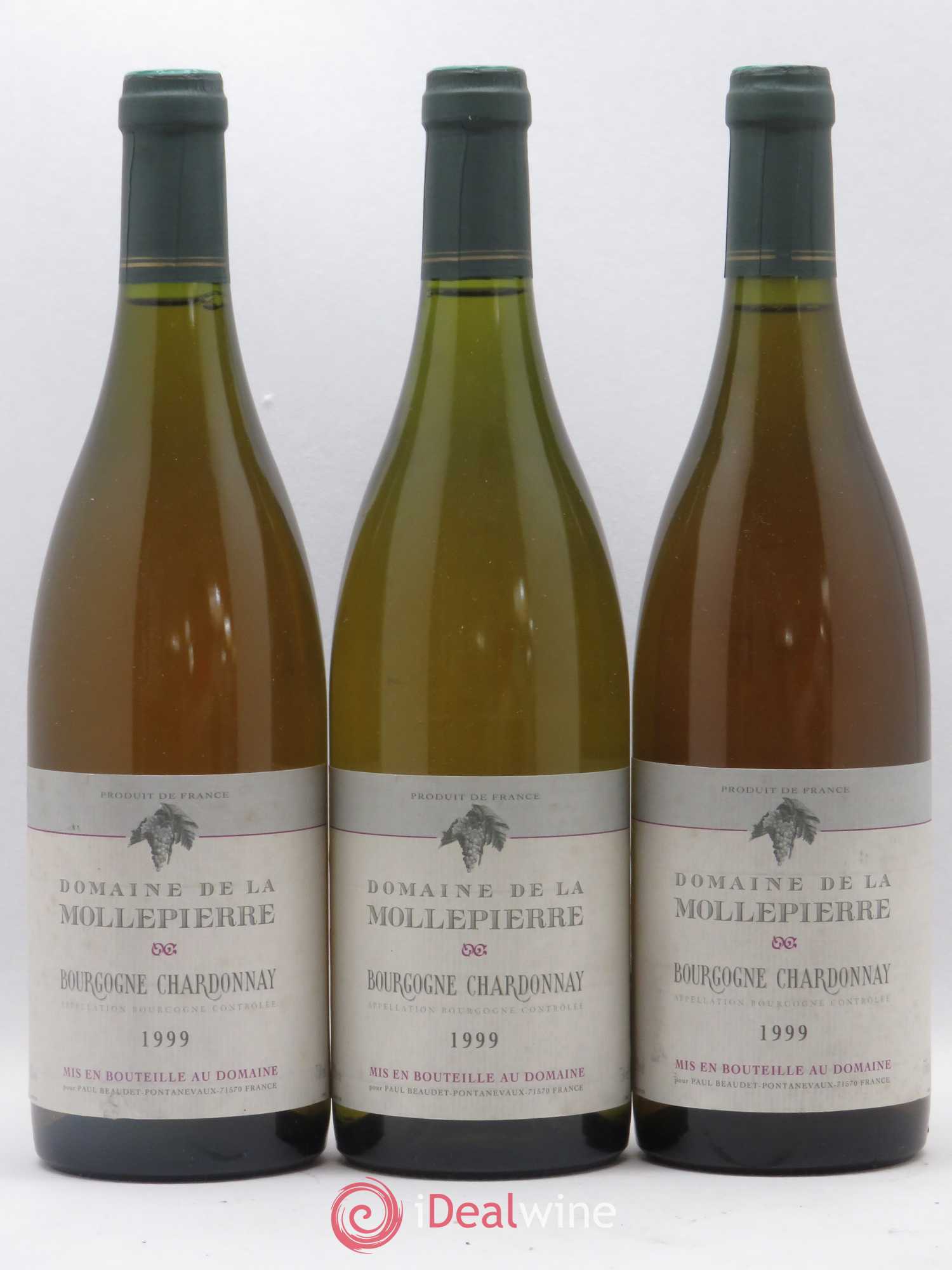Bourgogne Chardonnay Domaine de Mollepierre P.Beaudet 1999 - Posten von 6 Flaschen - 1