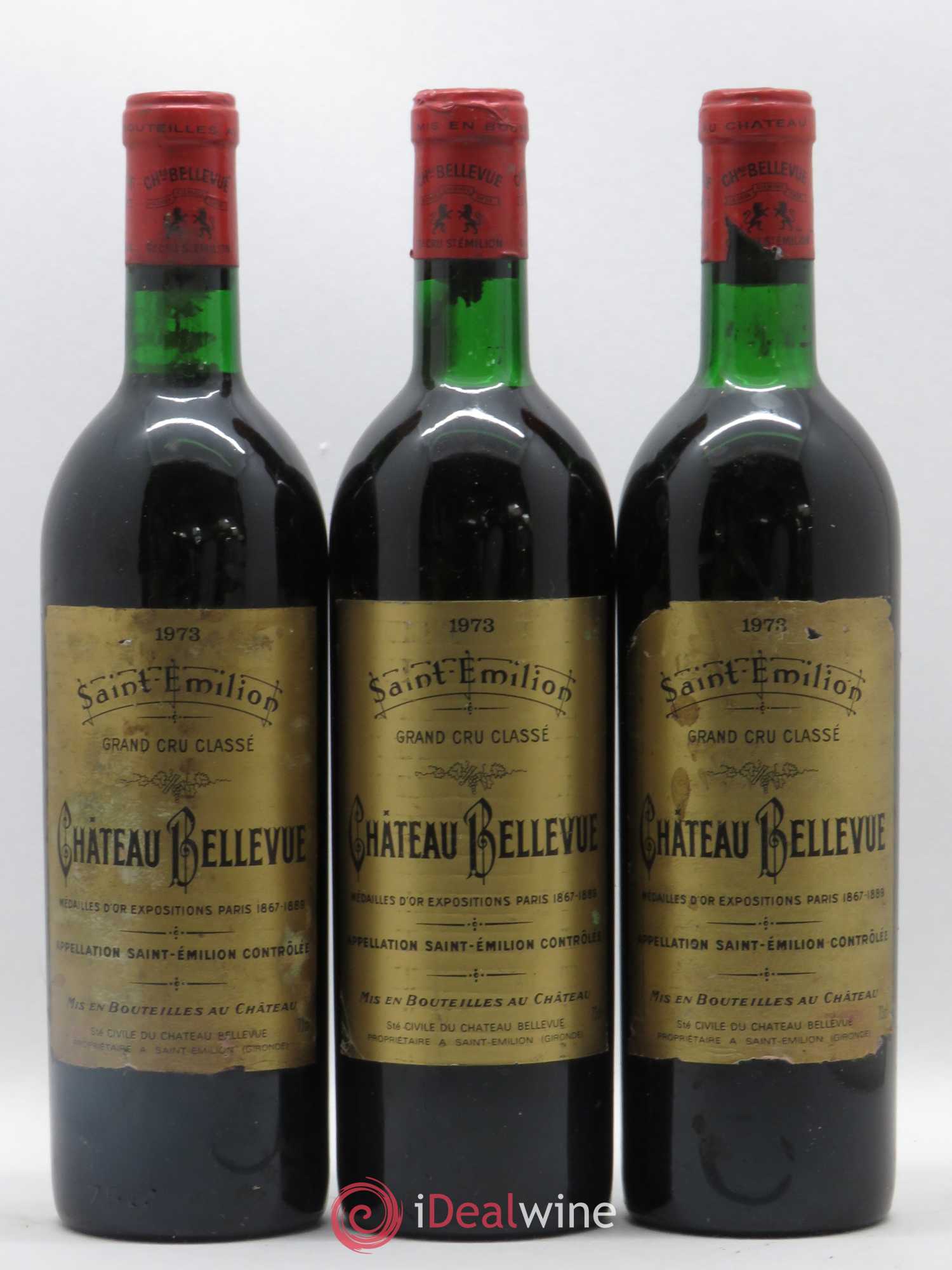 Château Bellevue Grand Cru Classé 1973 - Lot de 3 bouteilles - 0