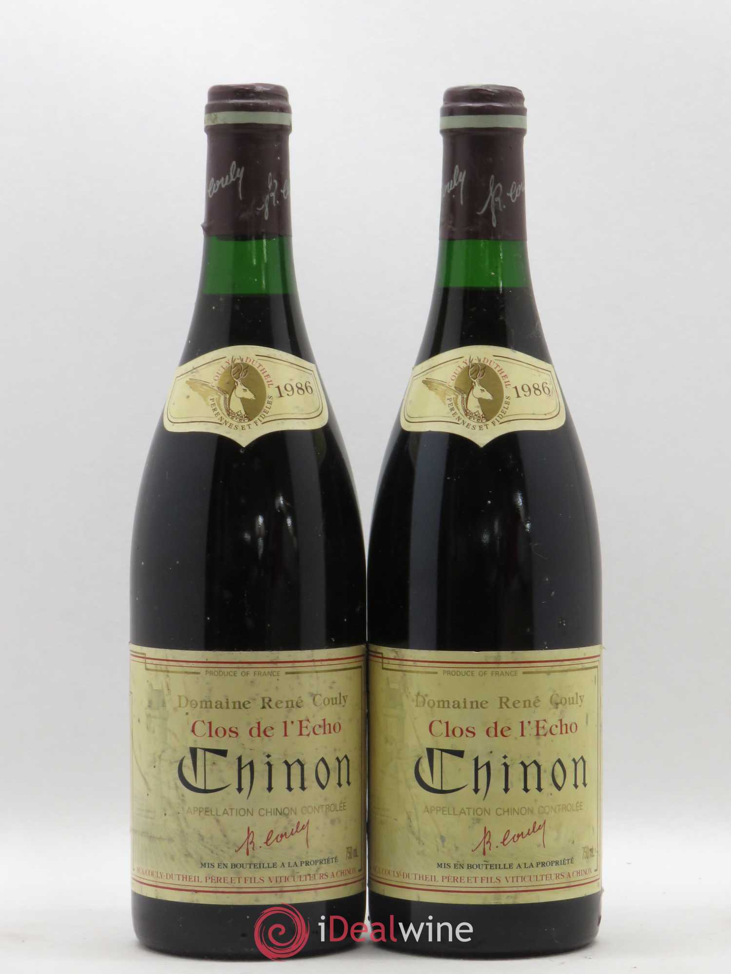 Chinon Clos de l'Echo Couly-Dutheil 1986 - Lot de 2 bouteilles - 0