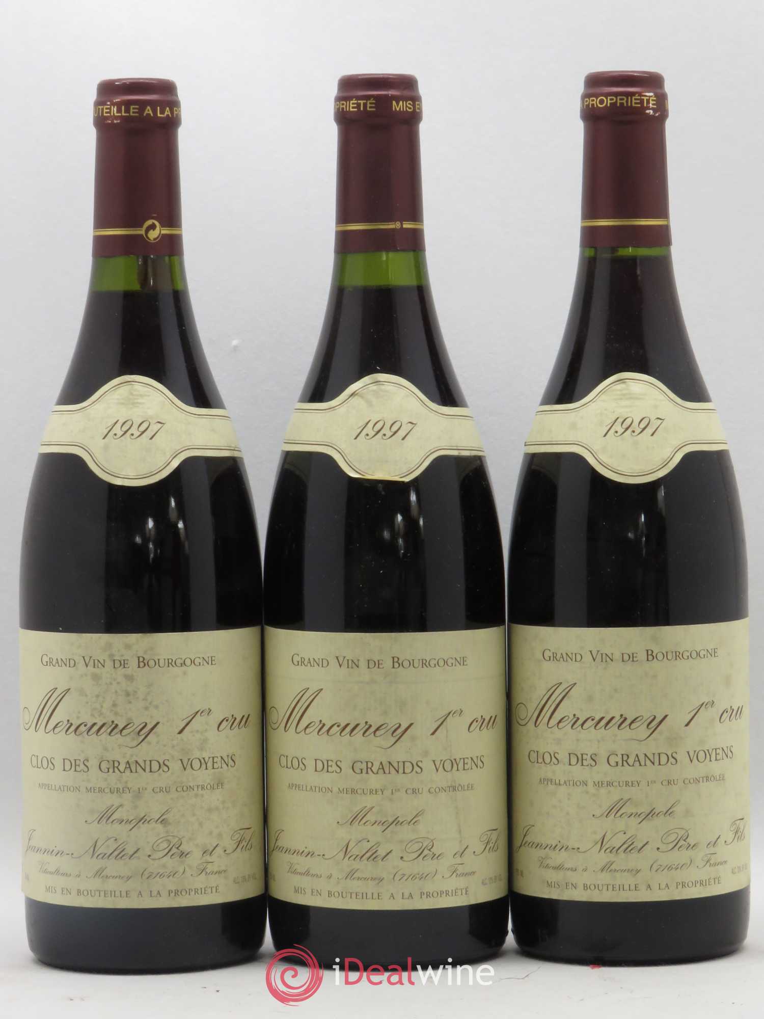 Mercurey 1er Cru Clos des Grands Voyens Jeannin Naltet Père et Fils 1997 - Posten von 6 Flaschen - 1