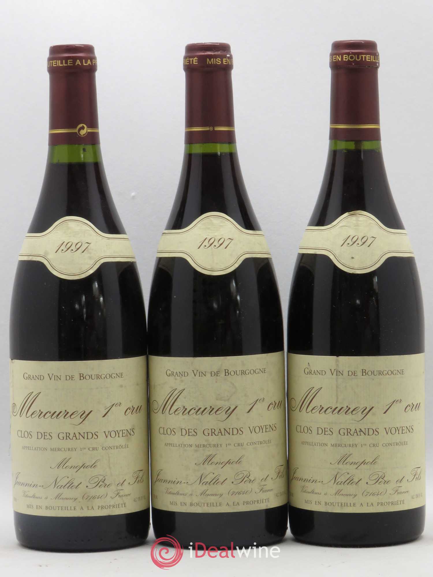 Mercurey 1er Cru Clos des Grands Voyens Jeannin Naltet Père et Fils 1997 - Posten von 6 Flaschen - 2