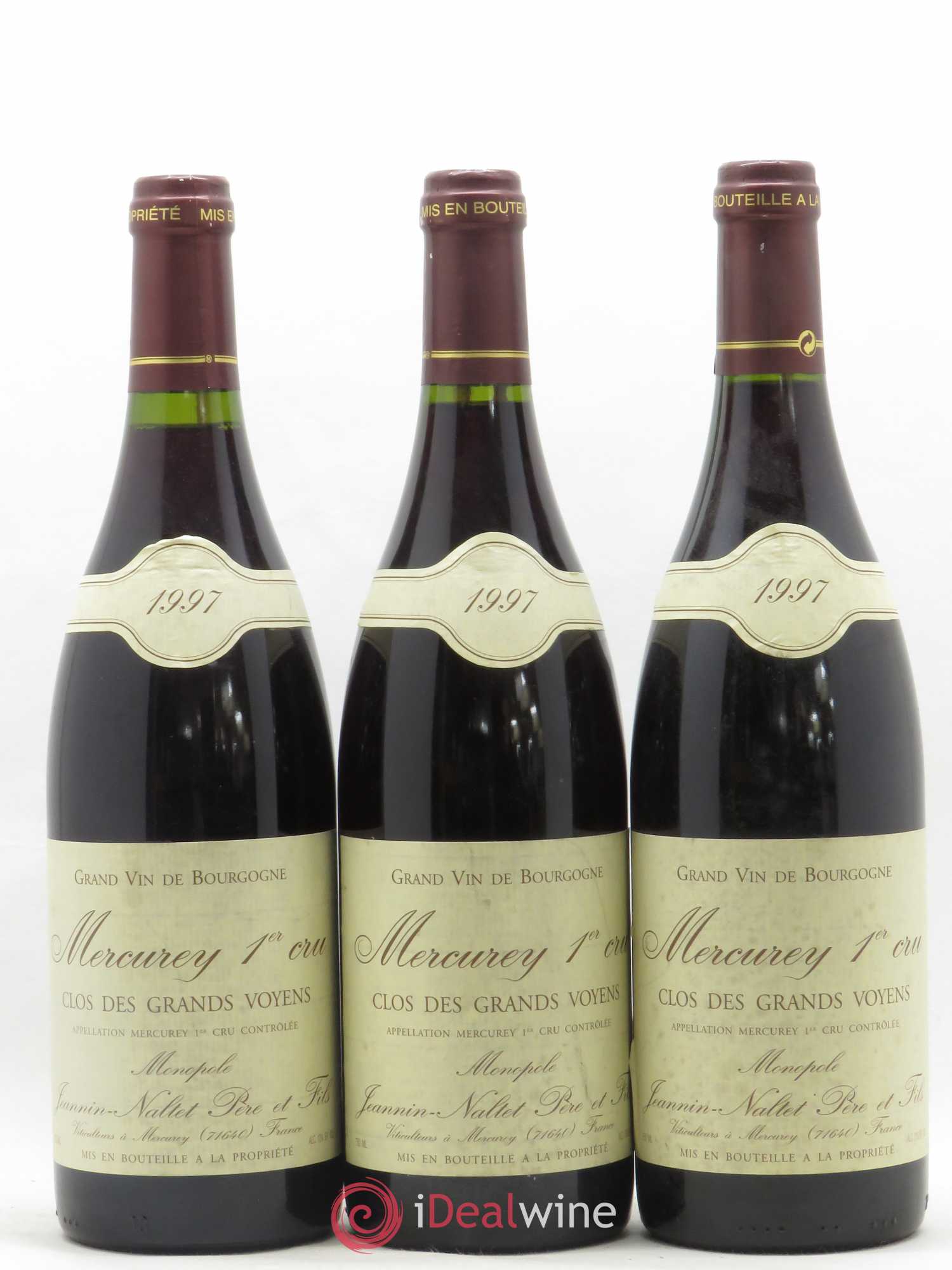 Mercurey 1er Cru Clos des Grands Voyens Jeannin Naltet Père et Fils 1997 - Posten von 3 Flaschen - 0