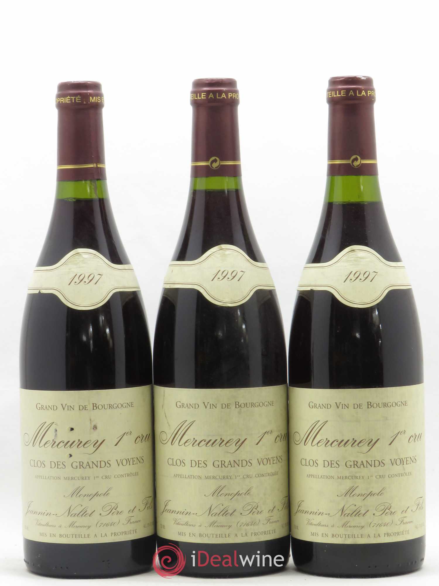 Mercurey 1er Cru Clos des Grands Voyens Jeannin Naltet Père et Fils 1997 - Posten von 3 Flaschen - 0