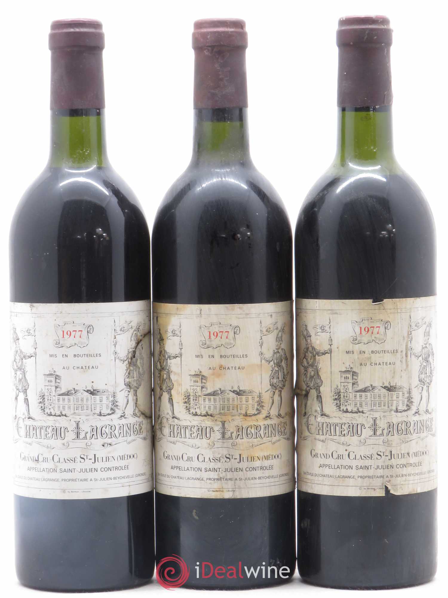 Château Lagrange 3ème Grand Cru Classé 1977 - Lot de 3 bouteilles - 0