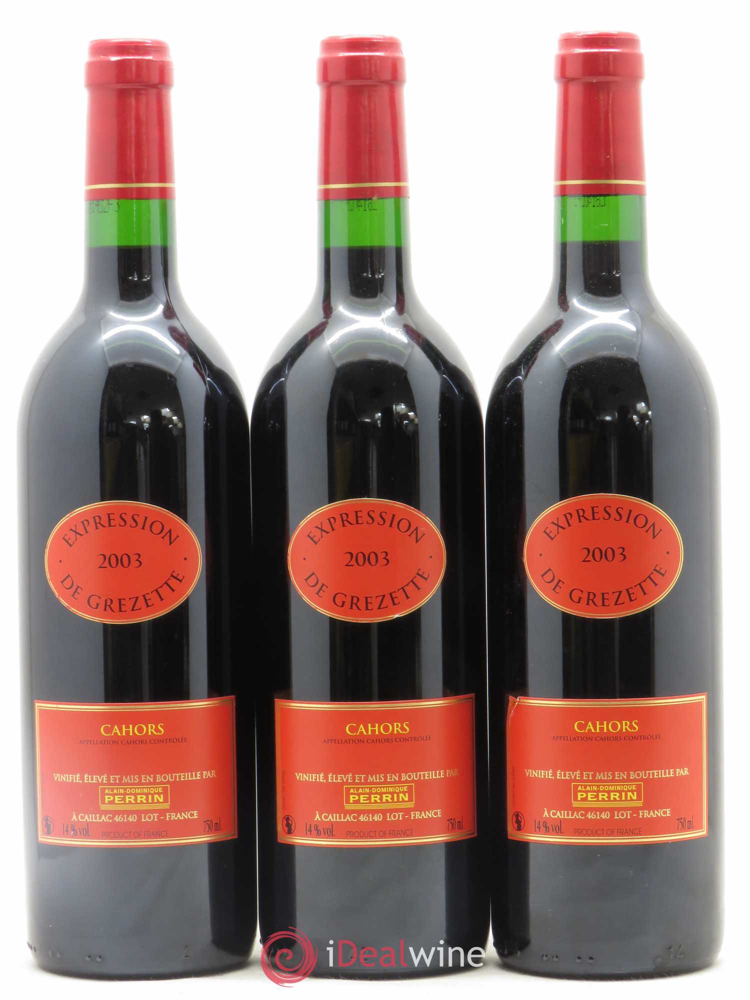 Cahors Expression de grezette Alain Dominique Perrin 2003 - Posten von 3 Flaschen - 0