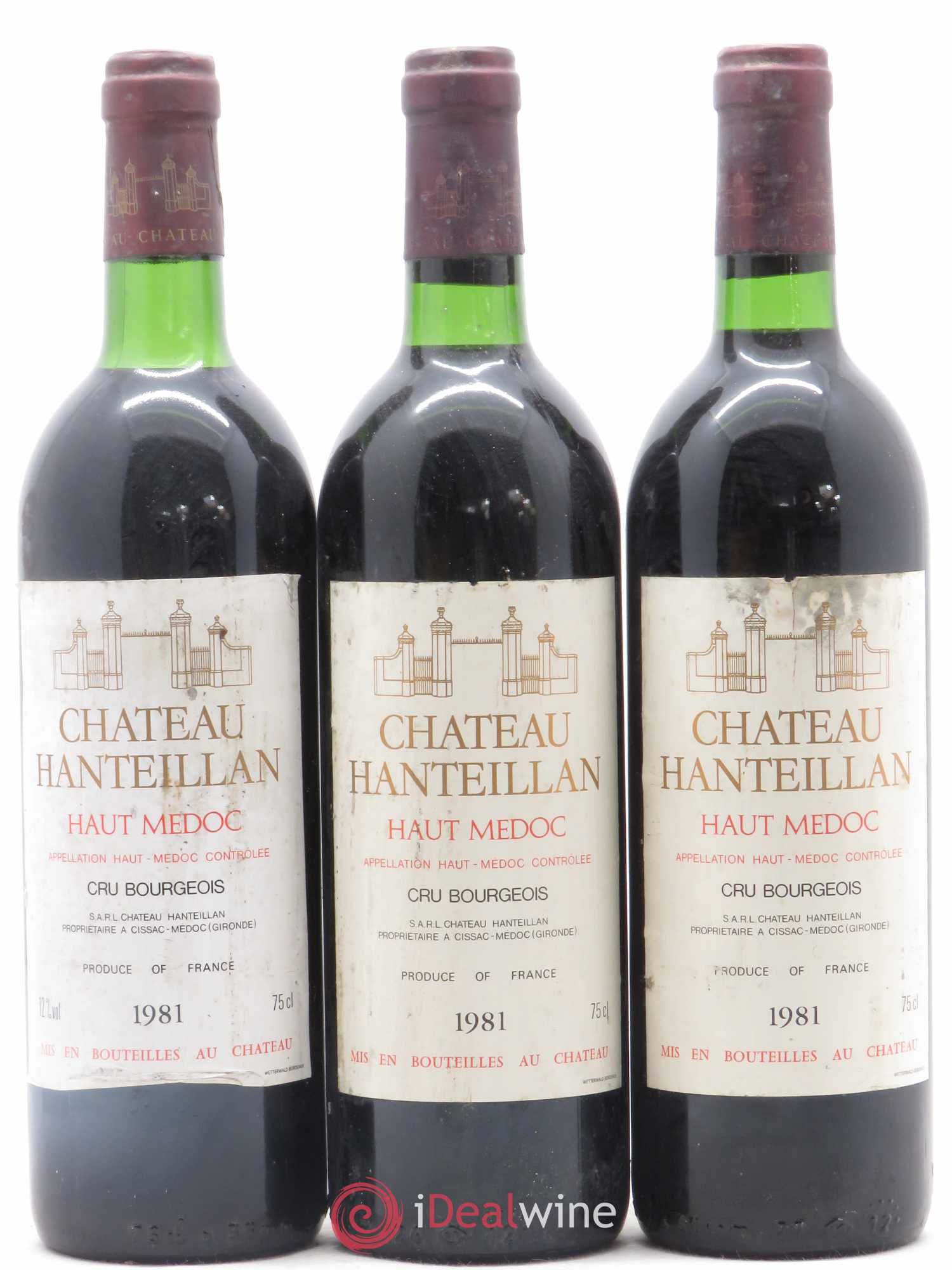 Château Hanteillan Cru Bourgeois 1981 - Lot de 3 bouteilles - 0