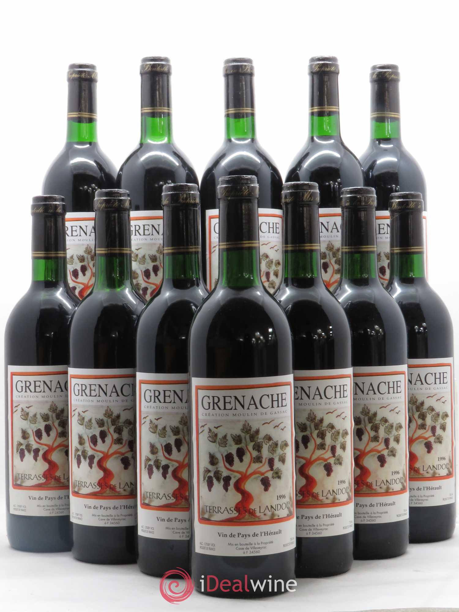 Pays d'Oc Grenache Création de Moulin de Gassac 1996 - Posten von 12 Flaschen - 0