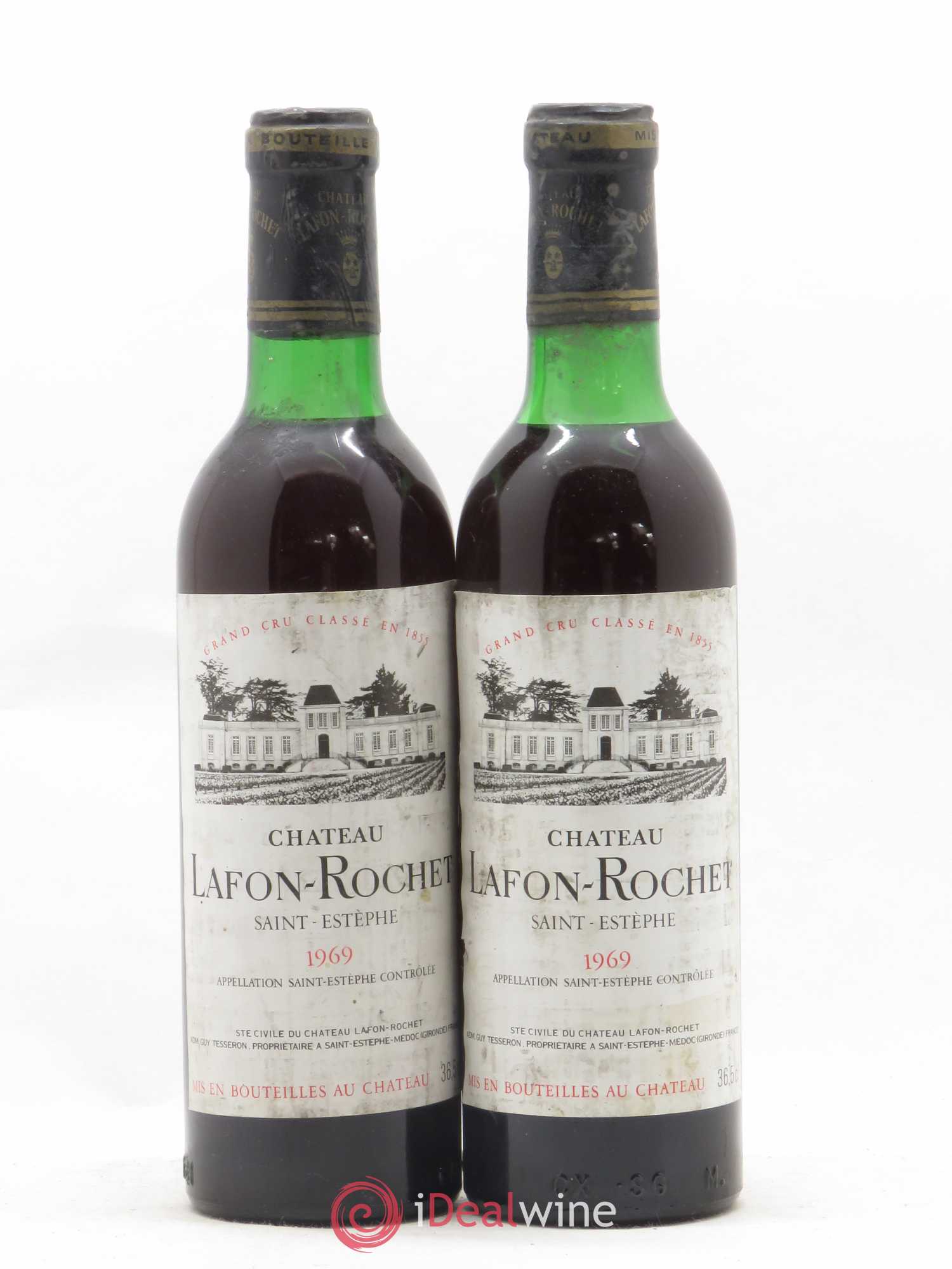Château Lafon Rochet 4ème Grand Cru Classé 1969 - Lot de 2 demi bouteilles - 0