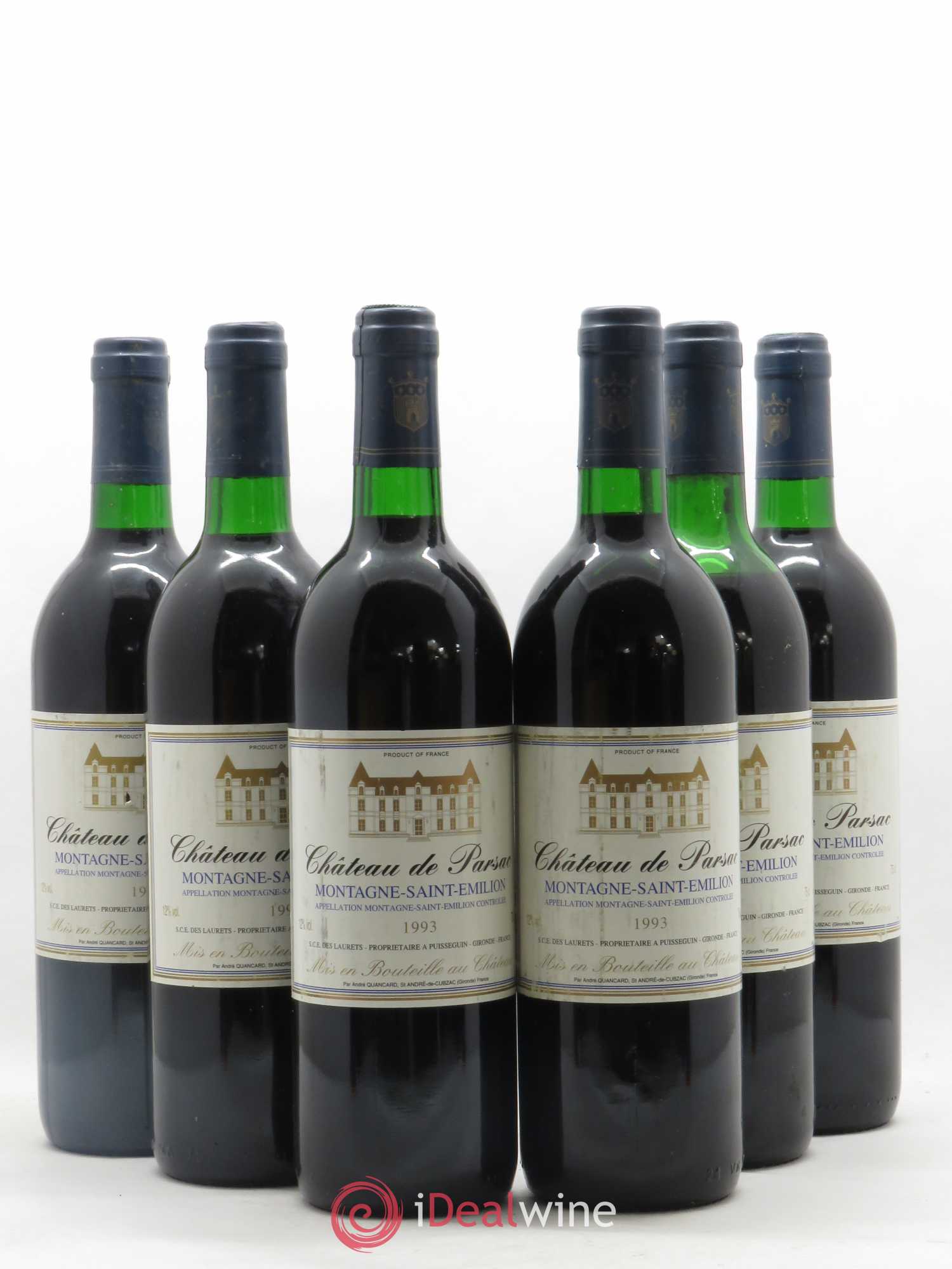Montagne Saint-Émilion Château de Parsac 1993 - Lot de 6 bouteilles - 0