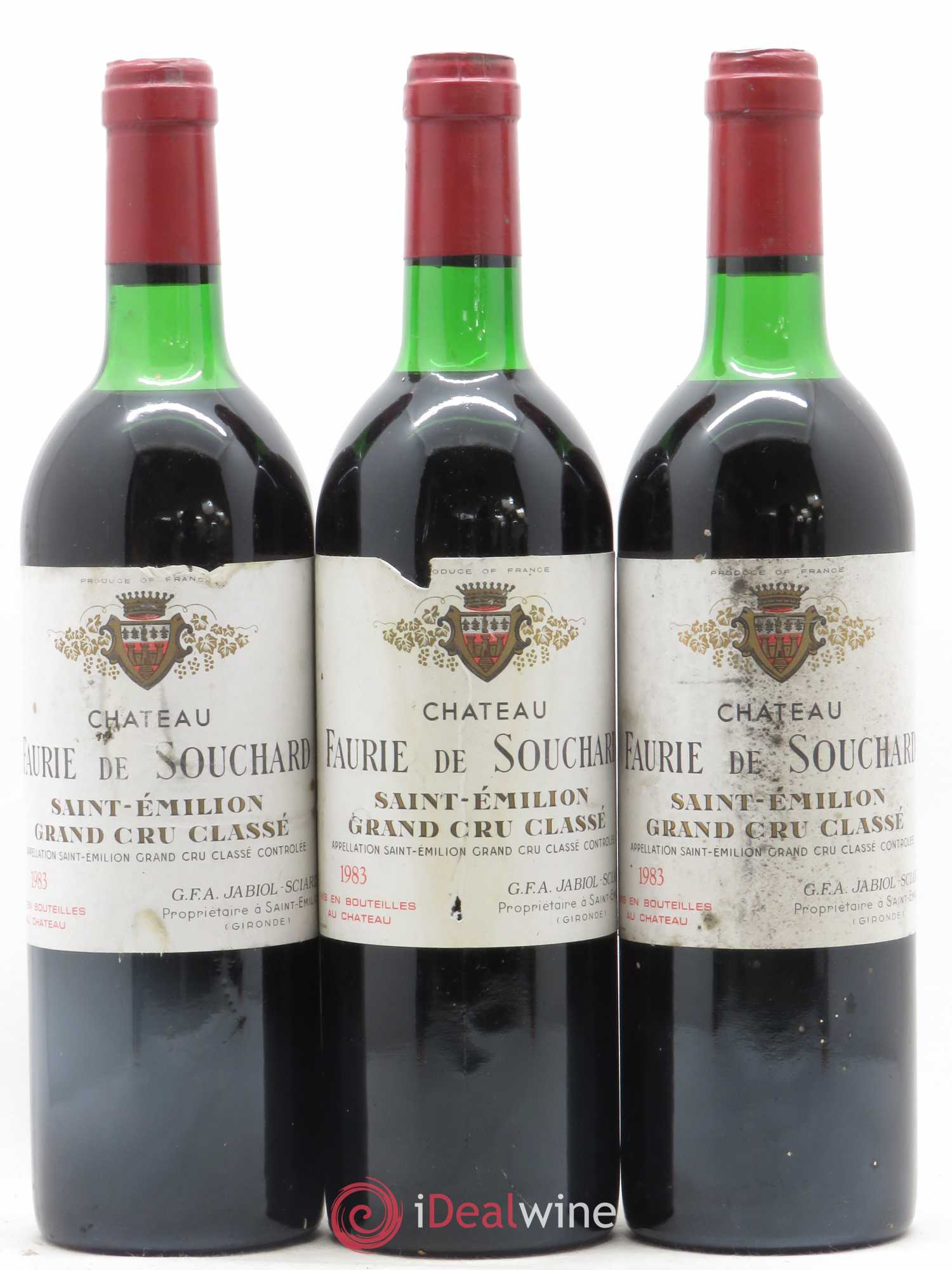 Château Faurie de Souchard Grand Cru Classé 1983 - Lot de 3 bouteilles - 0