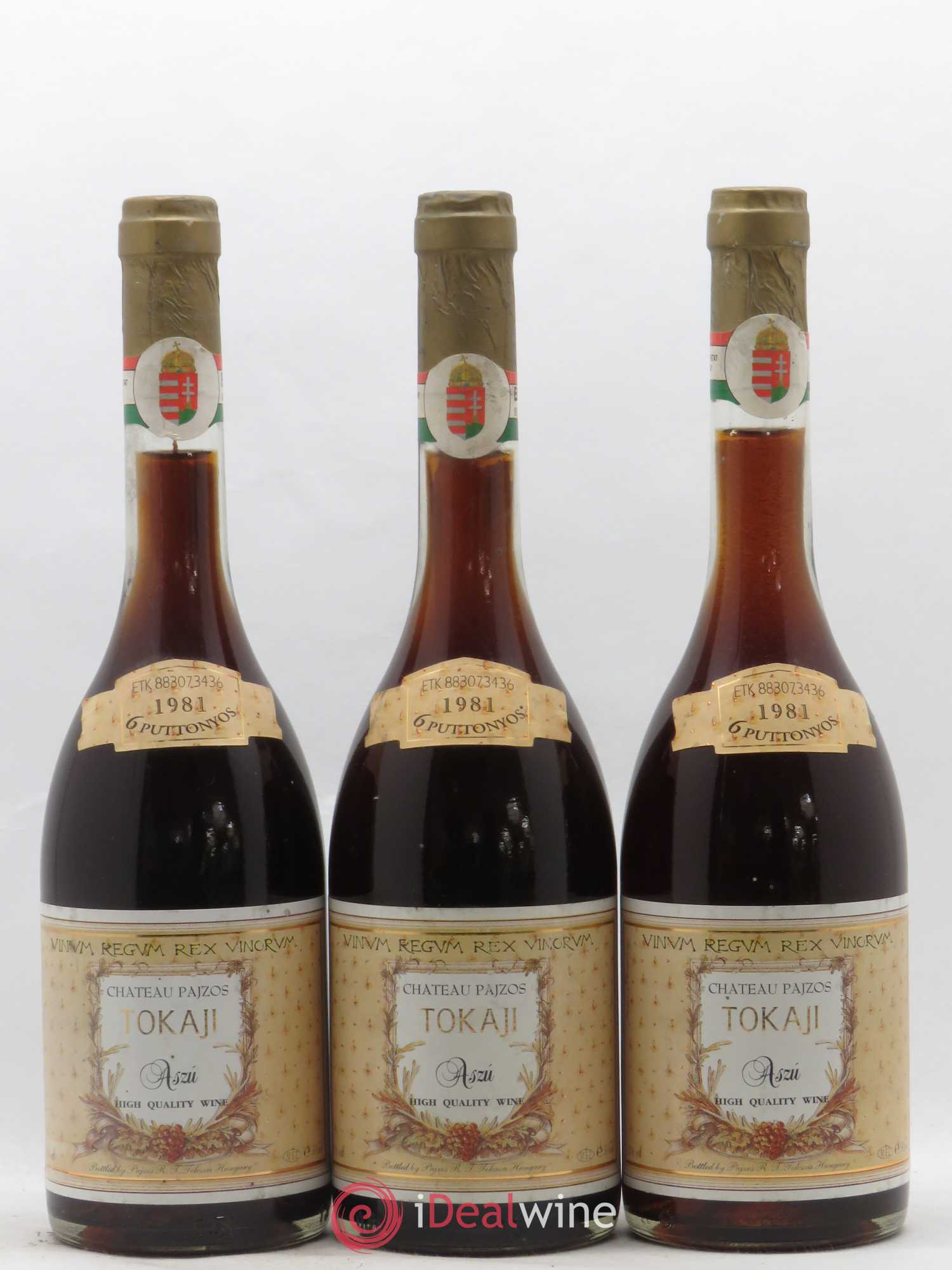 Tokaji Aszu 6 Puttonyos Ch. Pajzos 50cl 1981 - Lotto di 3 bottiglie - 0
