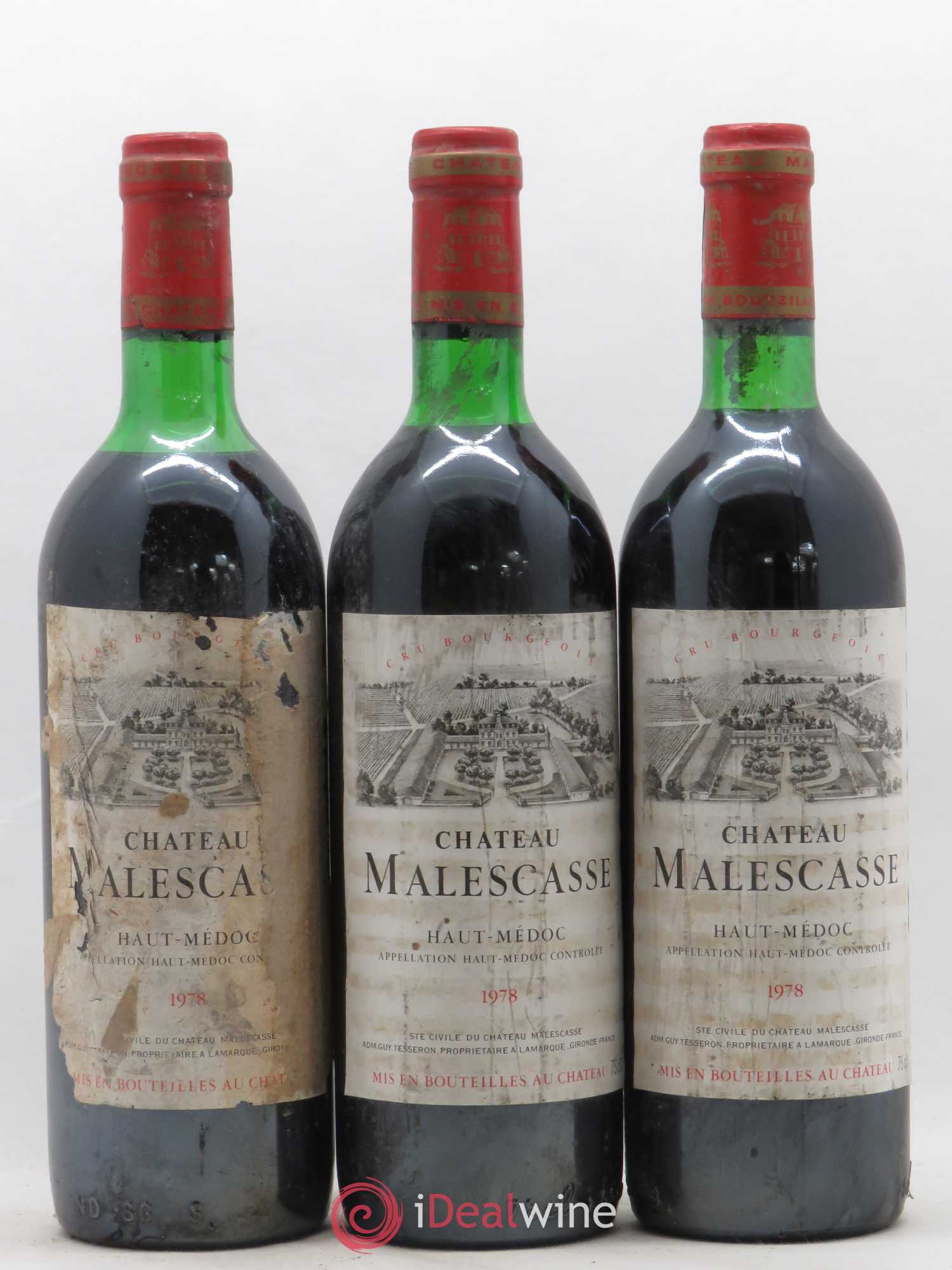 Château Malescasse Cru Bourgeois Exceptionnel 1978 - Lot de 3 bouteilles - 0