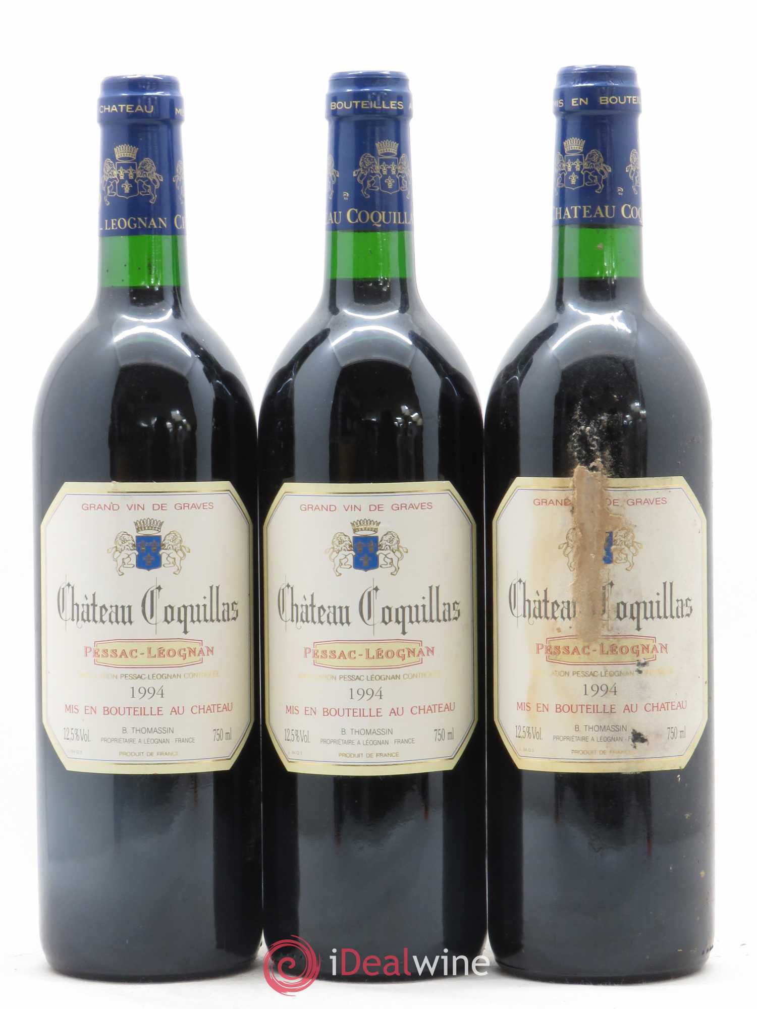 Pessac-Léognan Château Coquillas 1994 - Lot de 3 bouteilles - 0