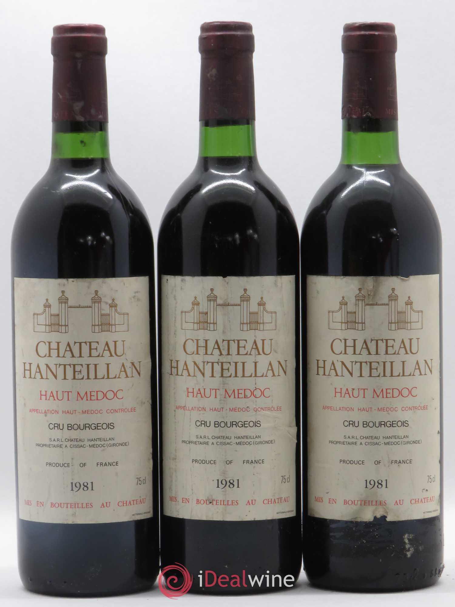 Château Hanteillan Cru Bourgeois 1981 - Lot de 3 bouteilles - 0