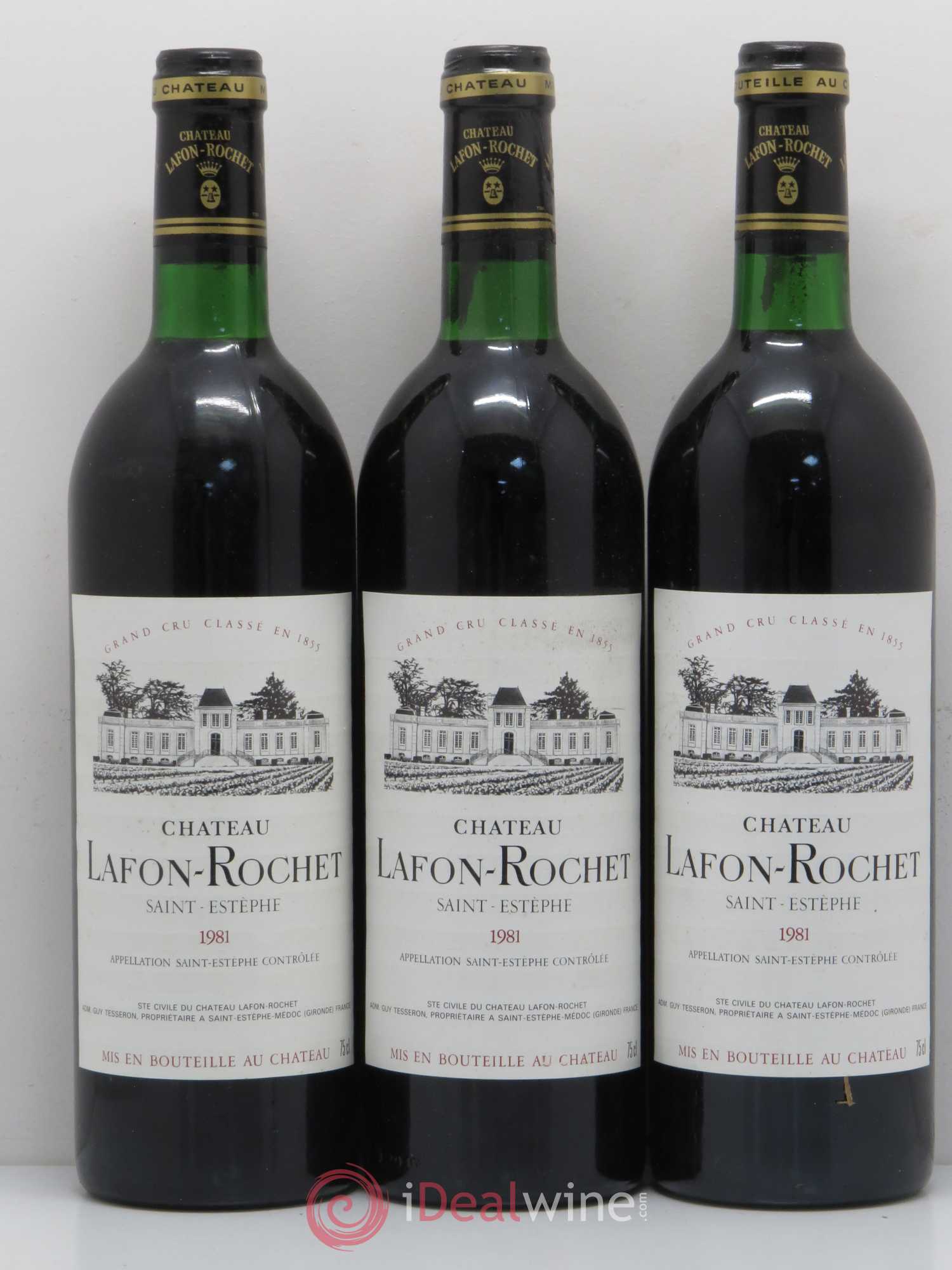 Château Lafon Rochet 4ème Grand Cru Classé 1981 - Lot de 3 bouteilles - 0