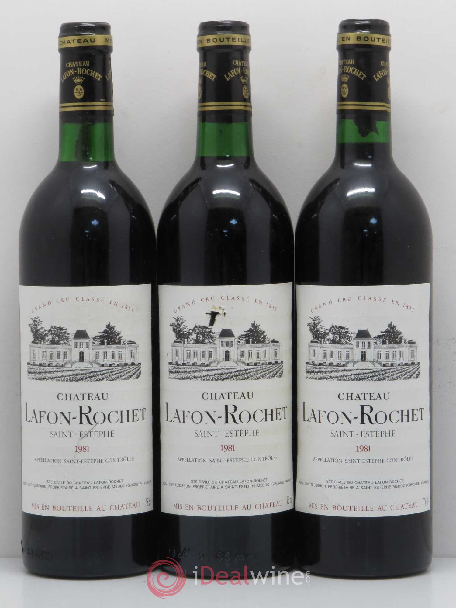 Château Lafon Rochet 4ème Grand Cru Classé 1981 - Lot de 3 bouteilles - 0