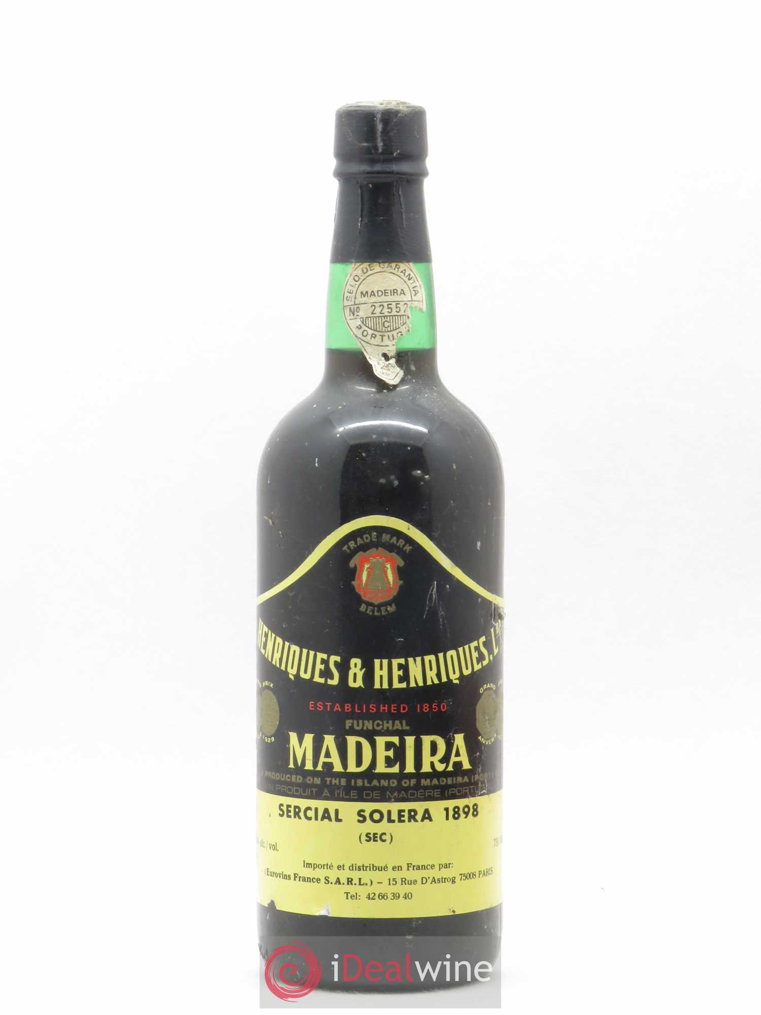 Madère Solera 19o Henriquès & Henriquès Sec 1898 - Posten von 1 Flasche - 0
