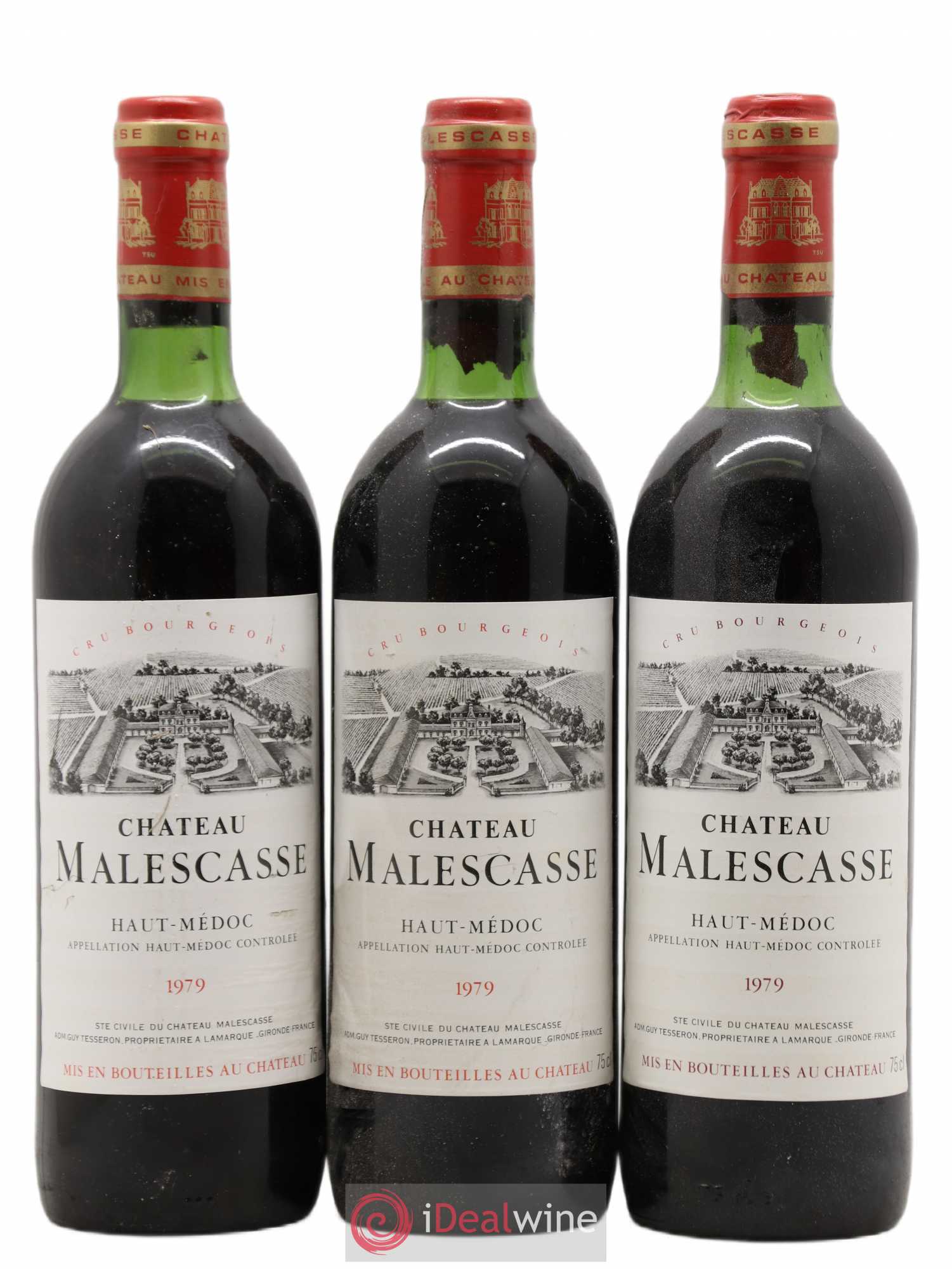 Château Malescasse Cru Bourgeois Exceptionnel 1979 - Lot de 3 bouteilles - 0