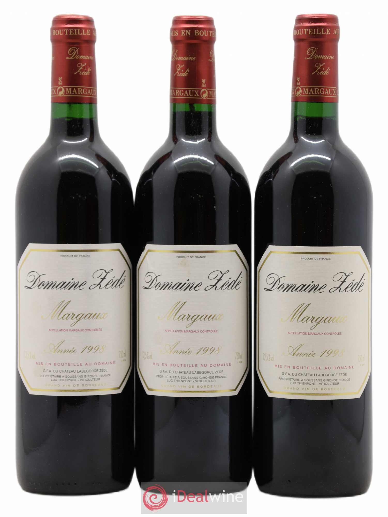 Bordeaux Margaux Domaine Zédé 1998 - Posten von 3 Flaschen - 0
