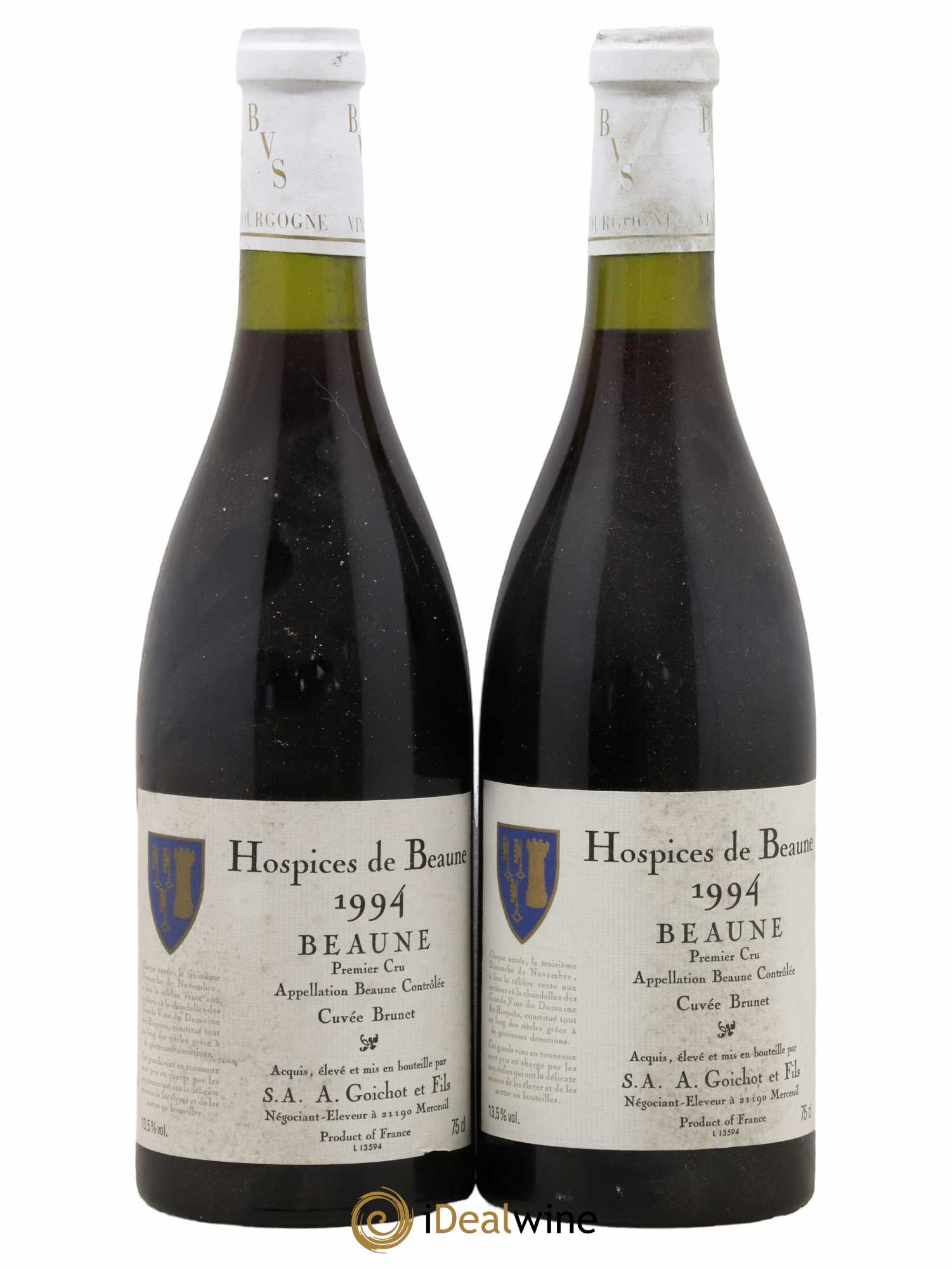 Beaune 1er Cru Cuvée Brunet Hospices de Beaune Domaine Goichot 1994 - Lot de 2 bouteilles - 0