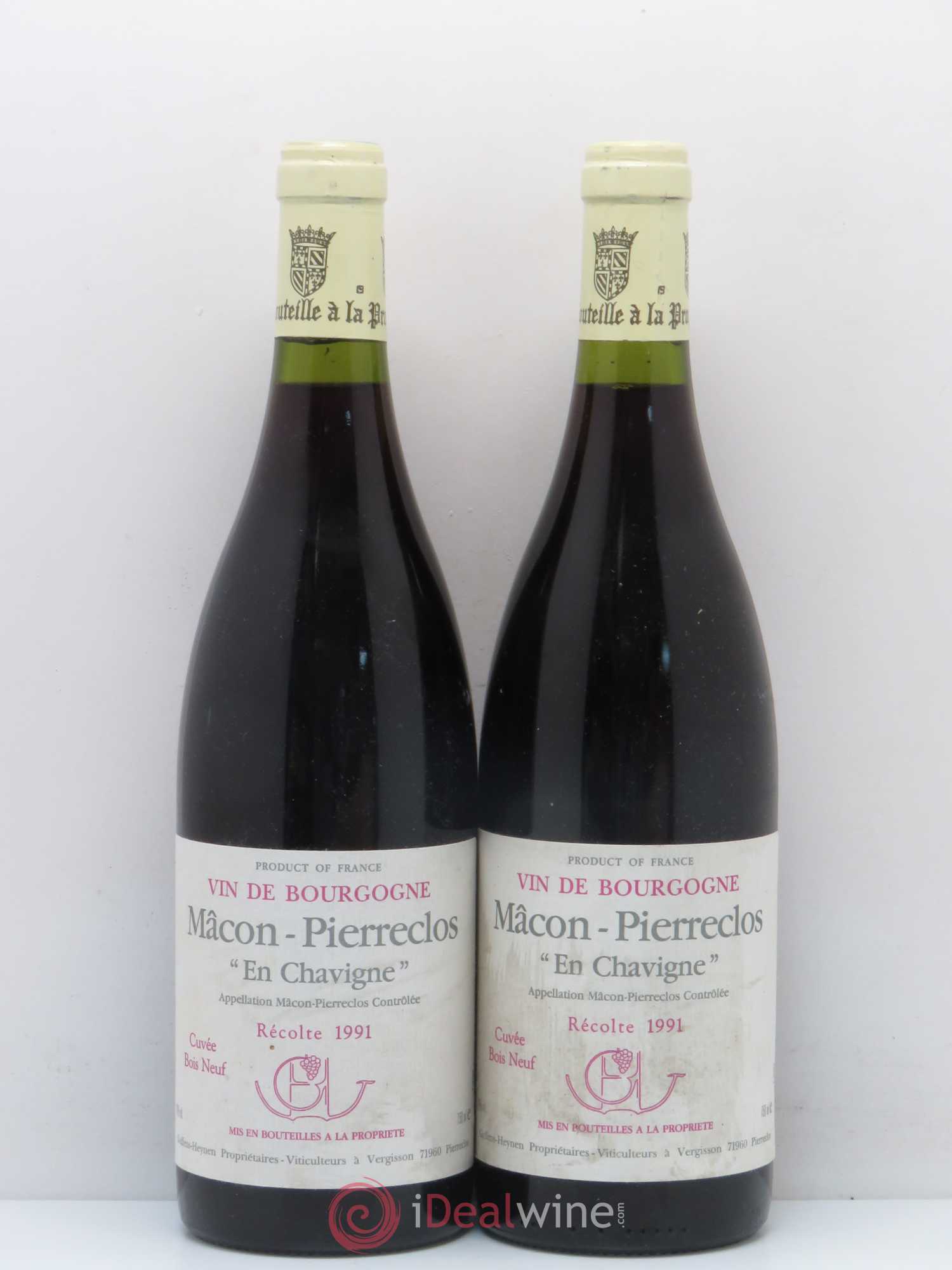 Mâcon Pierreclos En Chavigne Bois Neuf 1991 - Posten von 2 Flaschen - 0