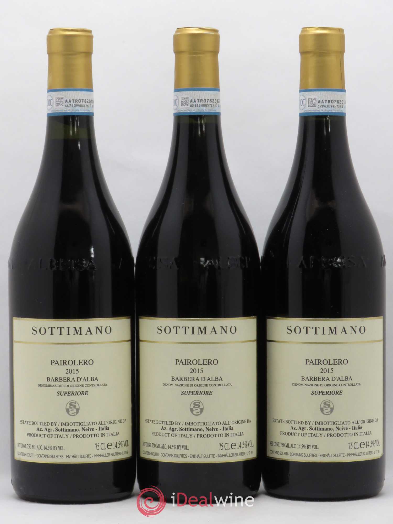 Barbera d'Alba DOC Superiore Pairolero Domaine Sottimano (sans prix de réserve) 2015 - Posten von 3 Flaschen - 0