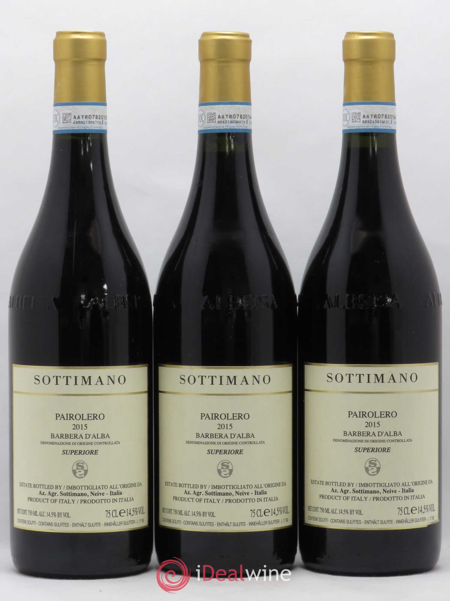 Barbera d'Alba DOC Superiore Pairolero Domaine Sottimano (sans prix de réserve) 2015 - Posten von 3 Flaschen - 0