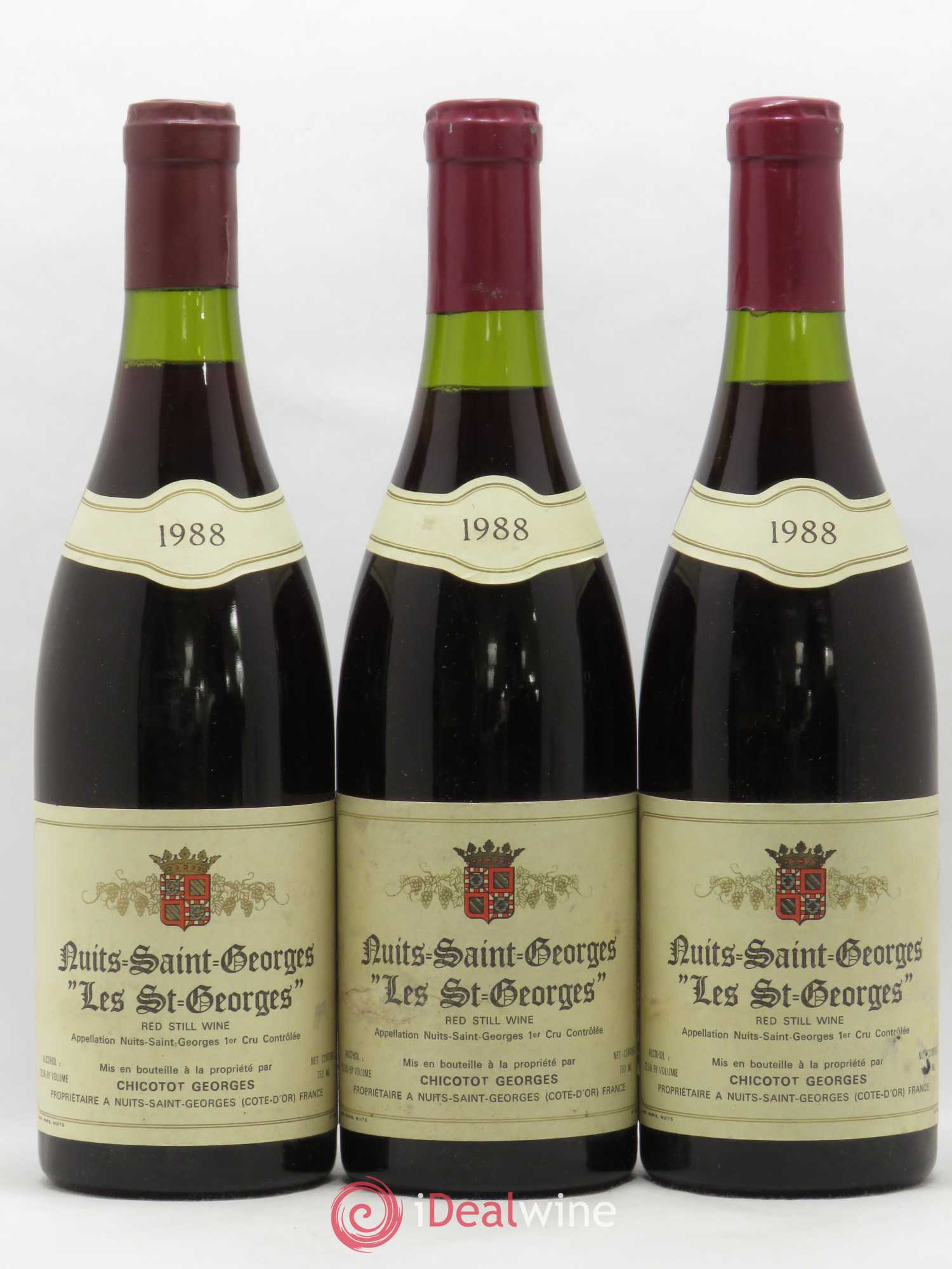 Nuits-Saint-Georges 1er Cru Les Saint-Georges Chicotot 1988 - Lot de 3 bouteilles - 0