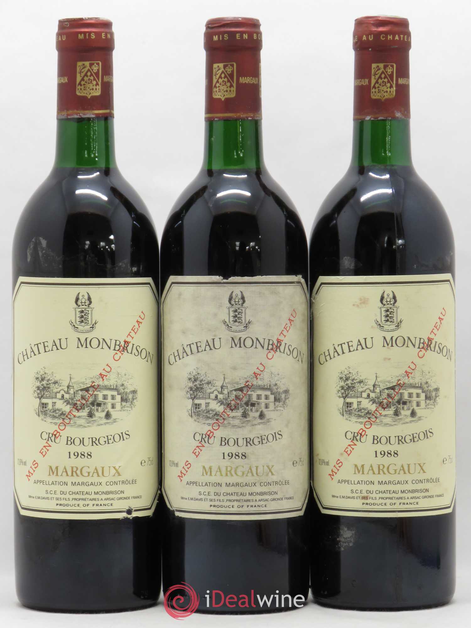 Château Monbrison 1988 - Lot de 3 bouteilles - 0