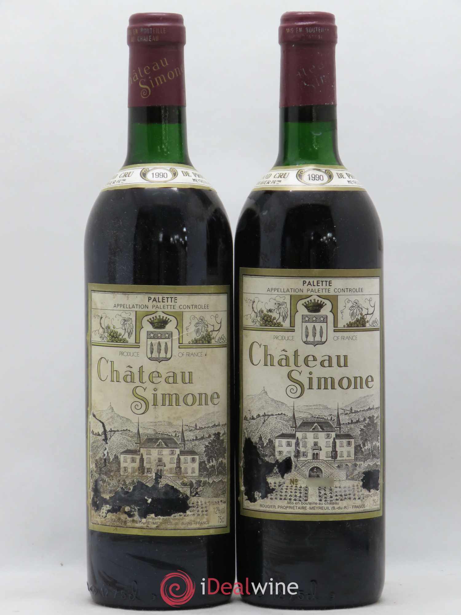 Palette Château Simone Famille Rougier 1990 - Posten von 2 Flaschen - 0