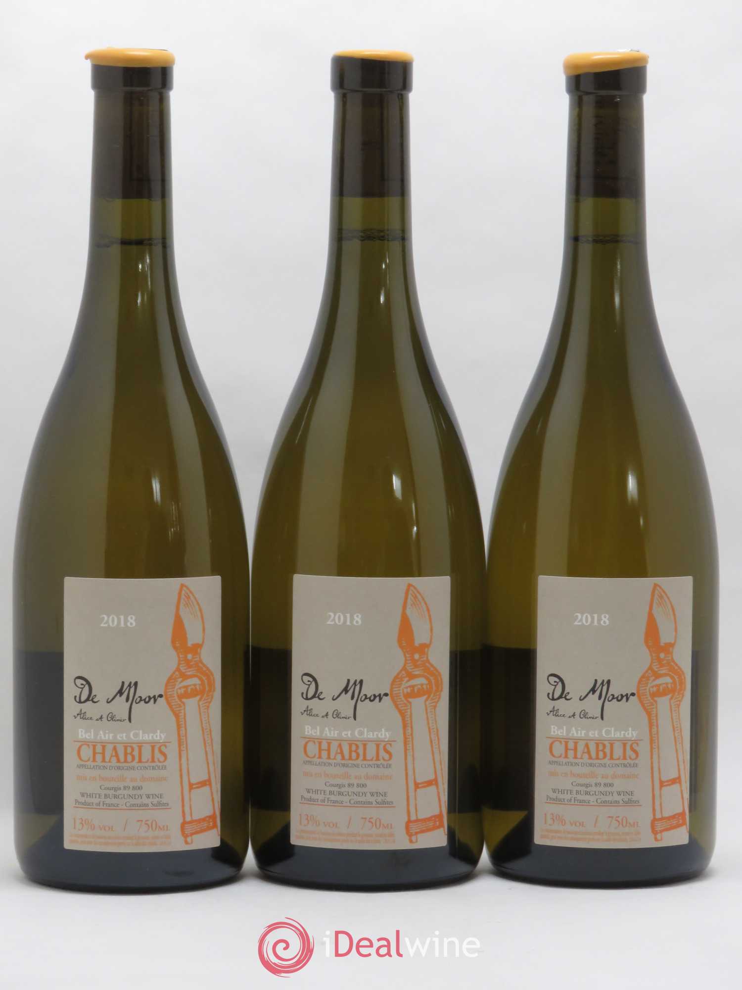 Chablis Bel Air et Clardy Alice et Olivier De Moor 2018 - Lot de 3 bouteilles - 0