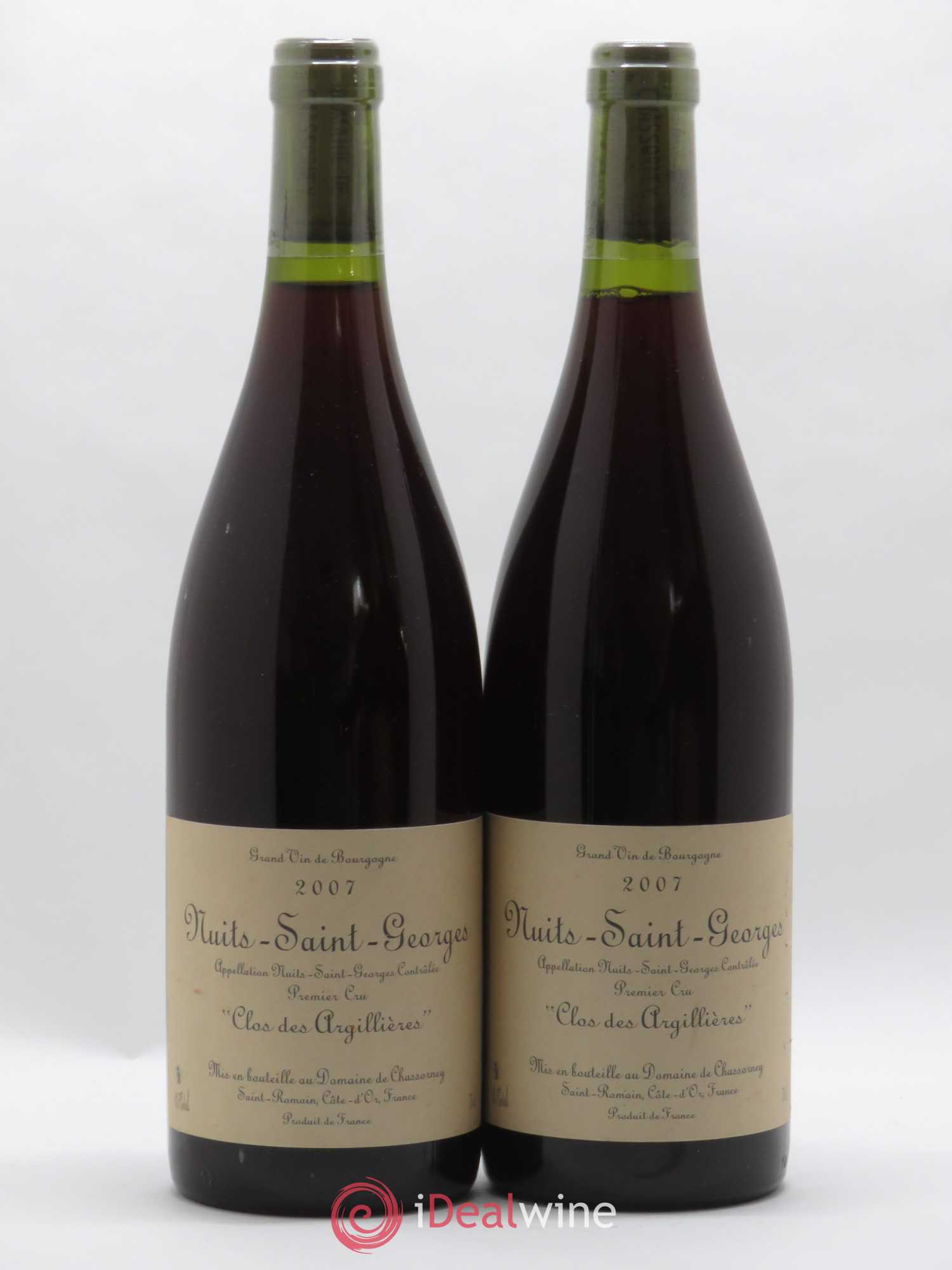 Nuits-Saint-Georges 1er Cru Clos des Argillières Domaine de Chassorney - Frédéric Cossard 2007 - Lot de 2 bouteilles - 0