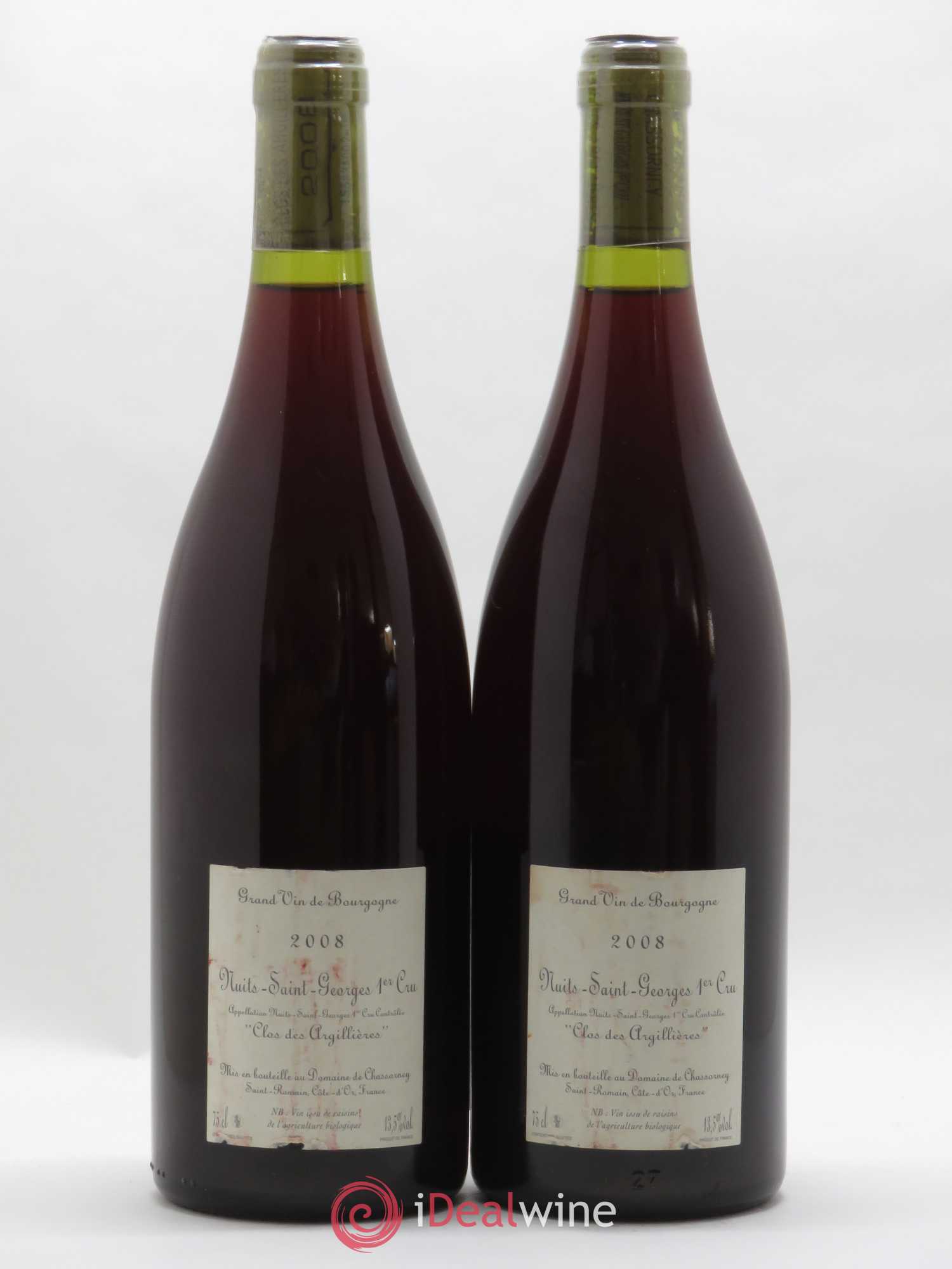 Nuits-Saint-Georges 1er Cru Clos des Argillières Domaine de Chassorney - Frédéric Cossard 2008 - Lot de 2 bouteilles - 1