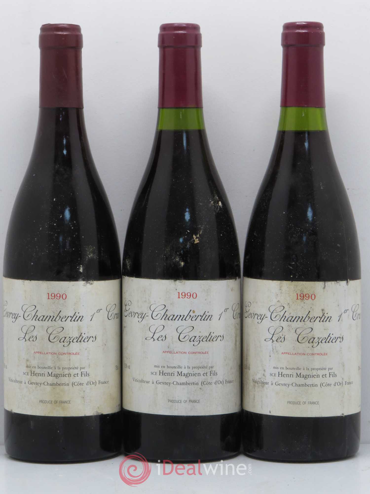 Gevrey-Chambertin 1er Cru Les Cazetiers Henri Magnien 1990 - Posten von 3 Flaschen - 0