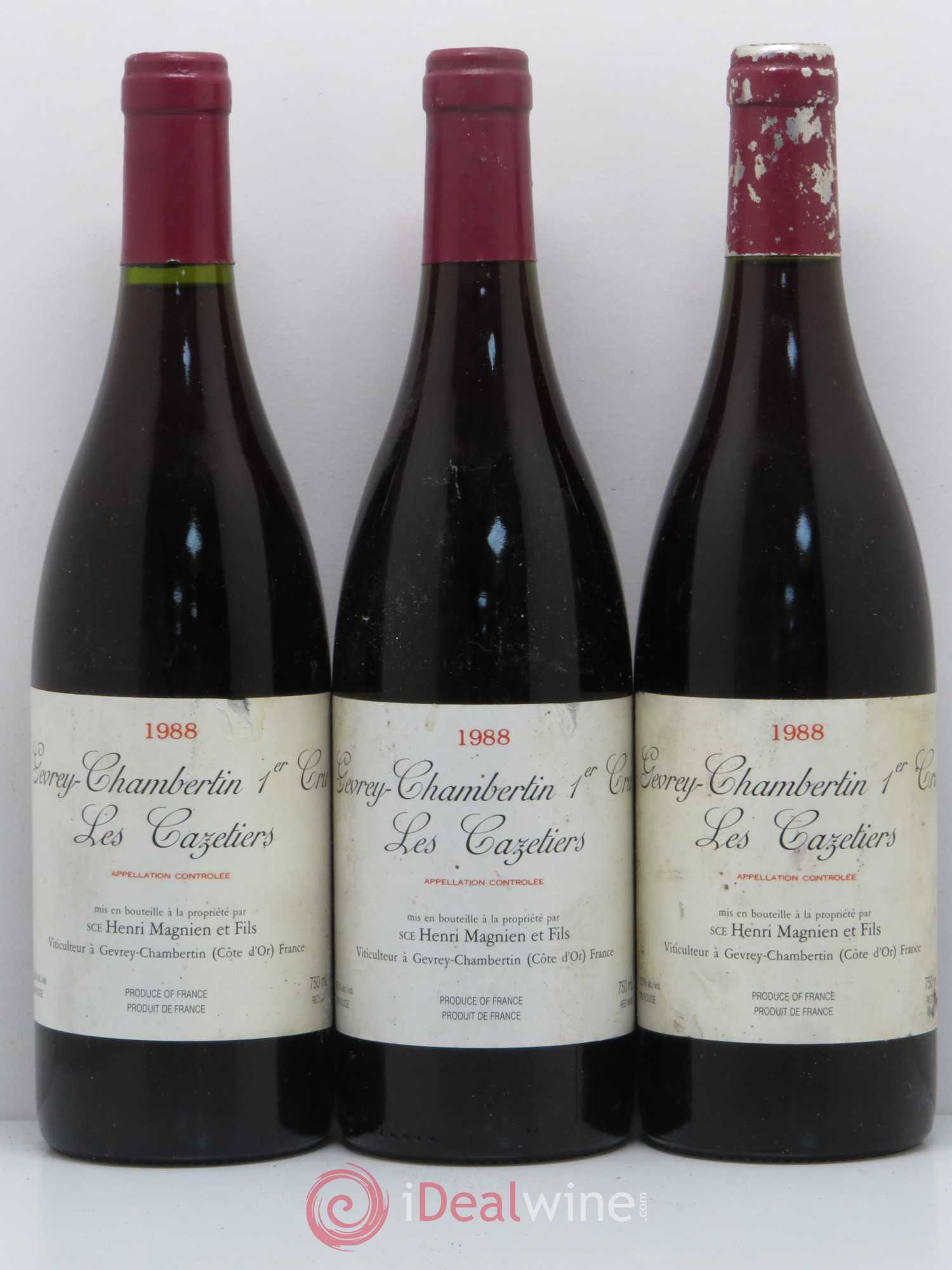Gevrey-Chambertin 1er Cru Les Cazetiers Henri Magnien 1988 - Posten von 3 Flaschen - 0