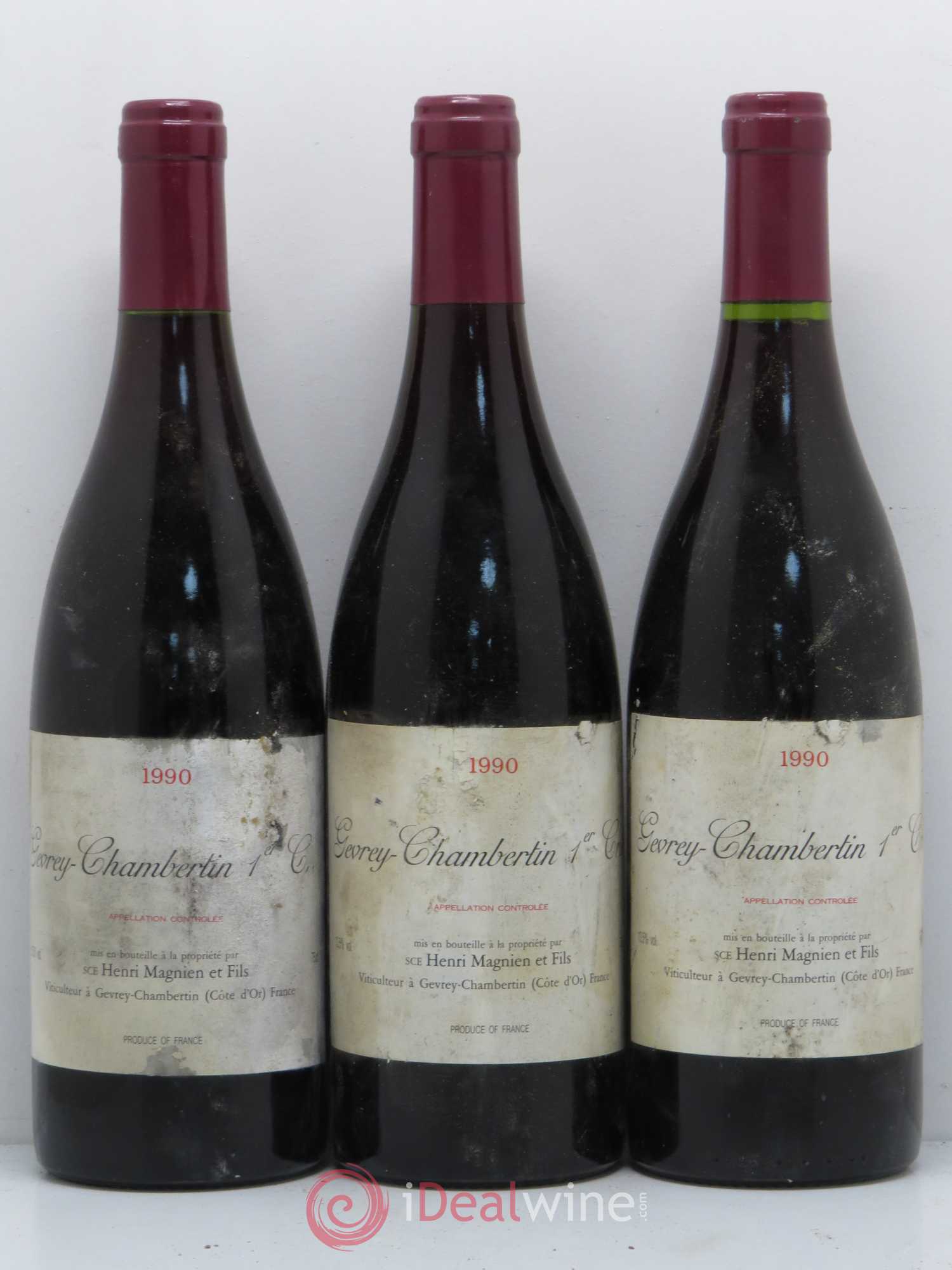 Gevrey-Chambertin 1er Cru Henri Magnien 1990 - Lot de 3 bouteilles - 0