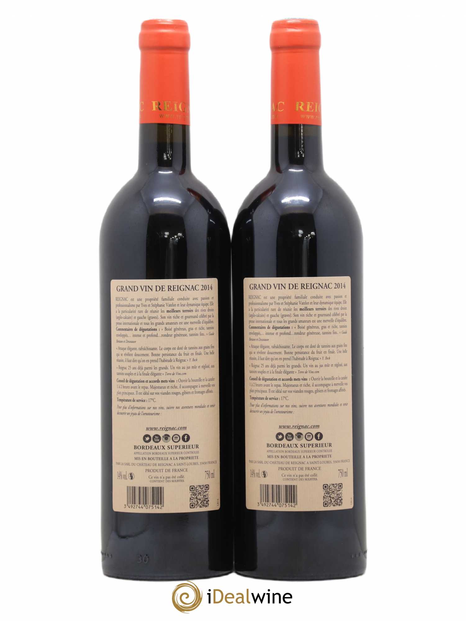 Grand vin de Reignac 2014 - Lot de 2 bouteilles - 1
