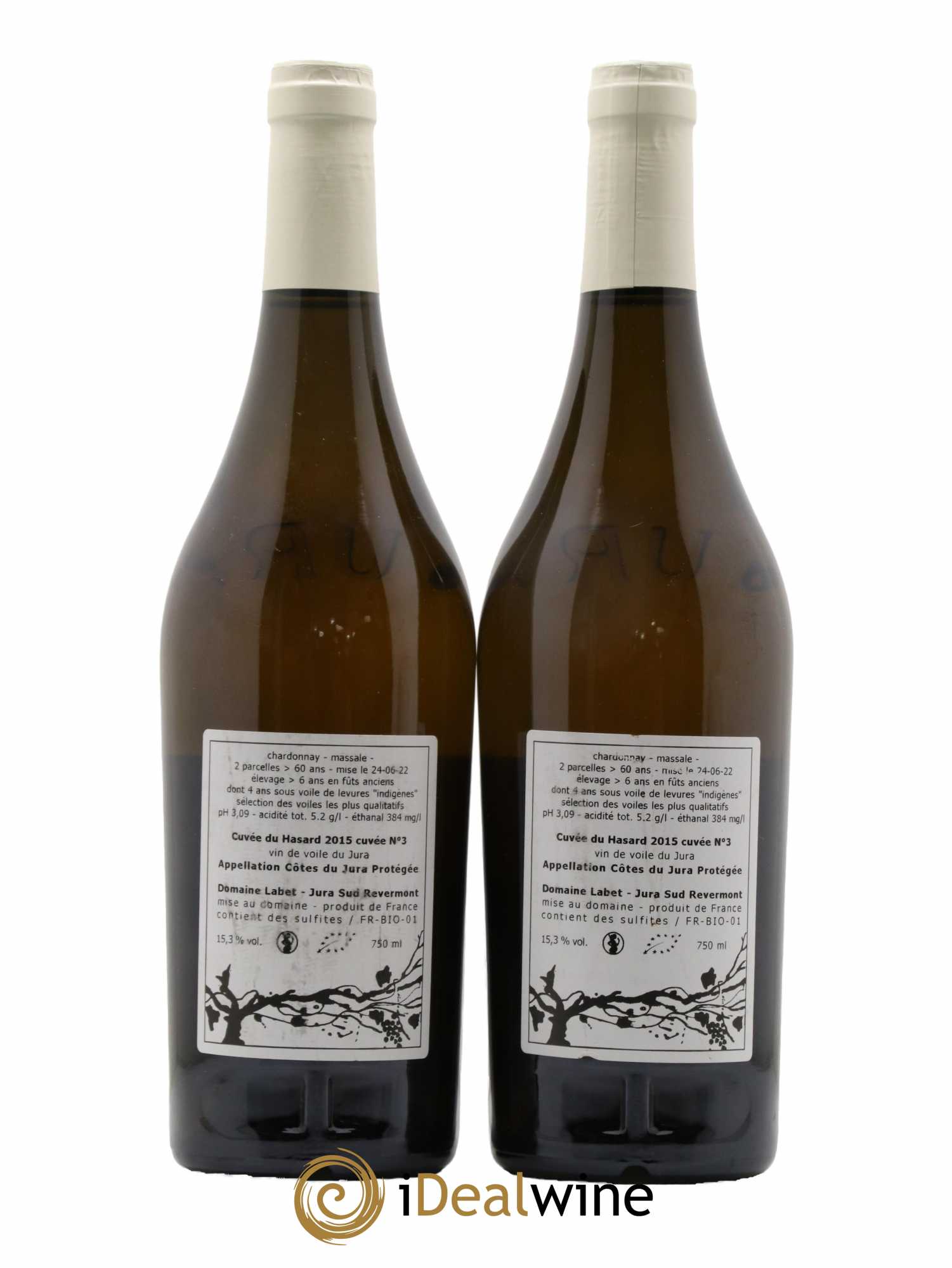 Côtes du Jura Vin de voile Chardonnay du Hasard Romain - Julien  - Charline Labet Cuvée N°3 2015 - Posten von 2 Flaschen - 1